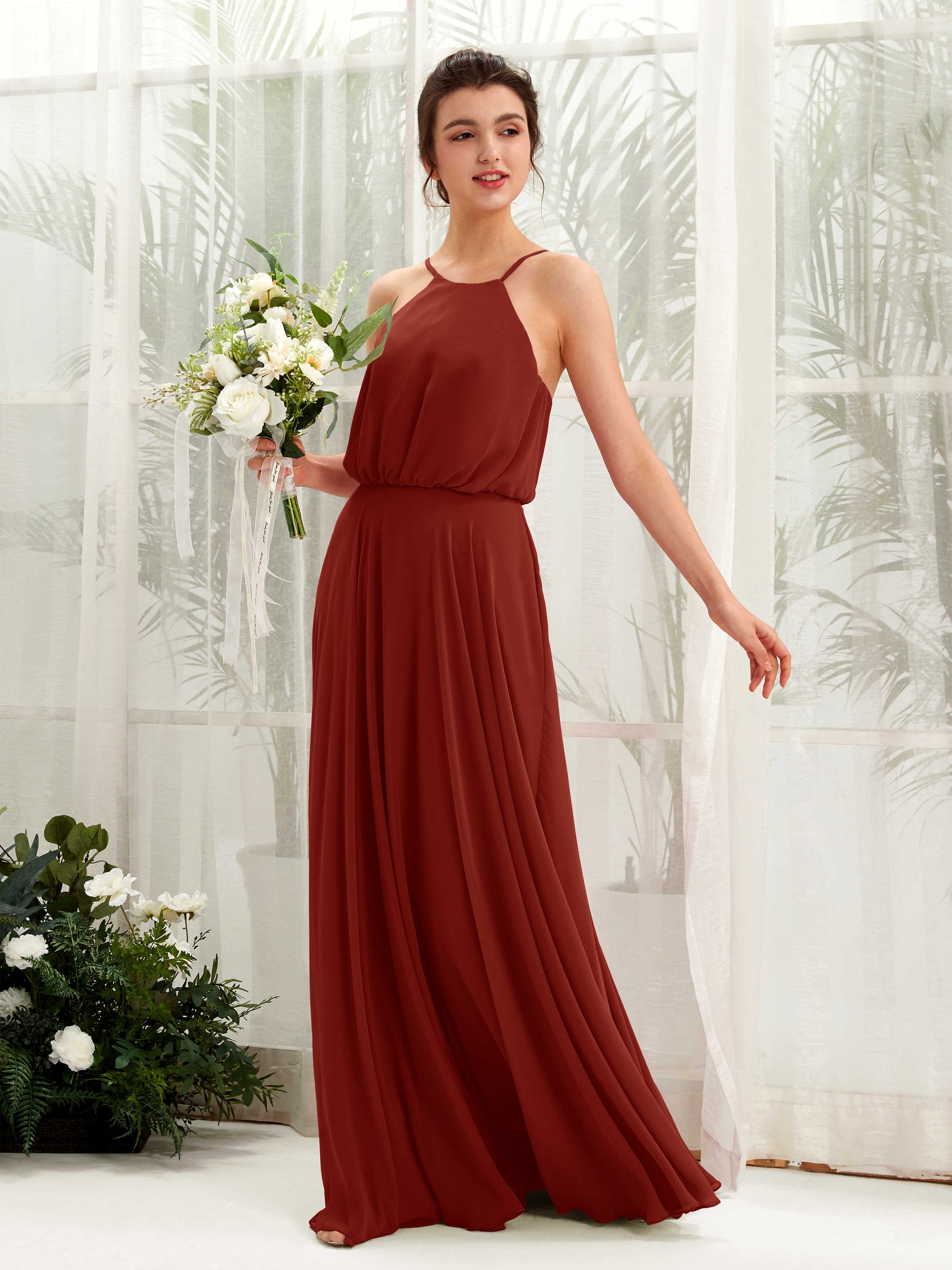 Alva Rust Halter Maxi Dress