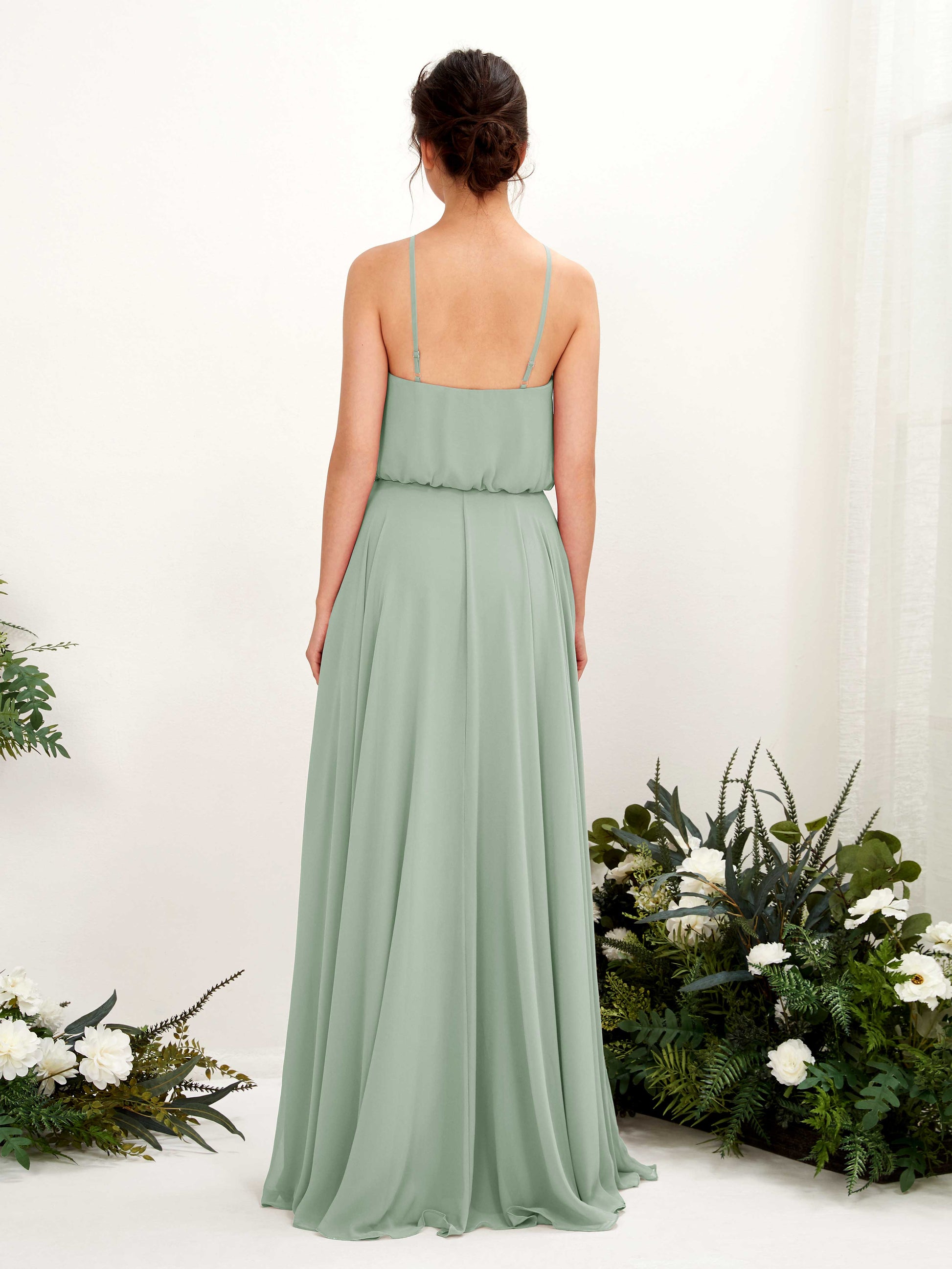 Alva Sage Green Halter Maxi Dress