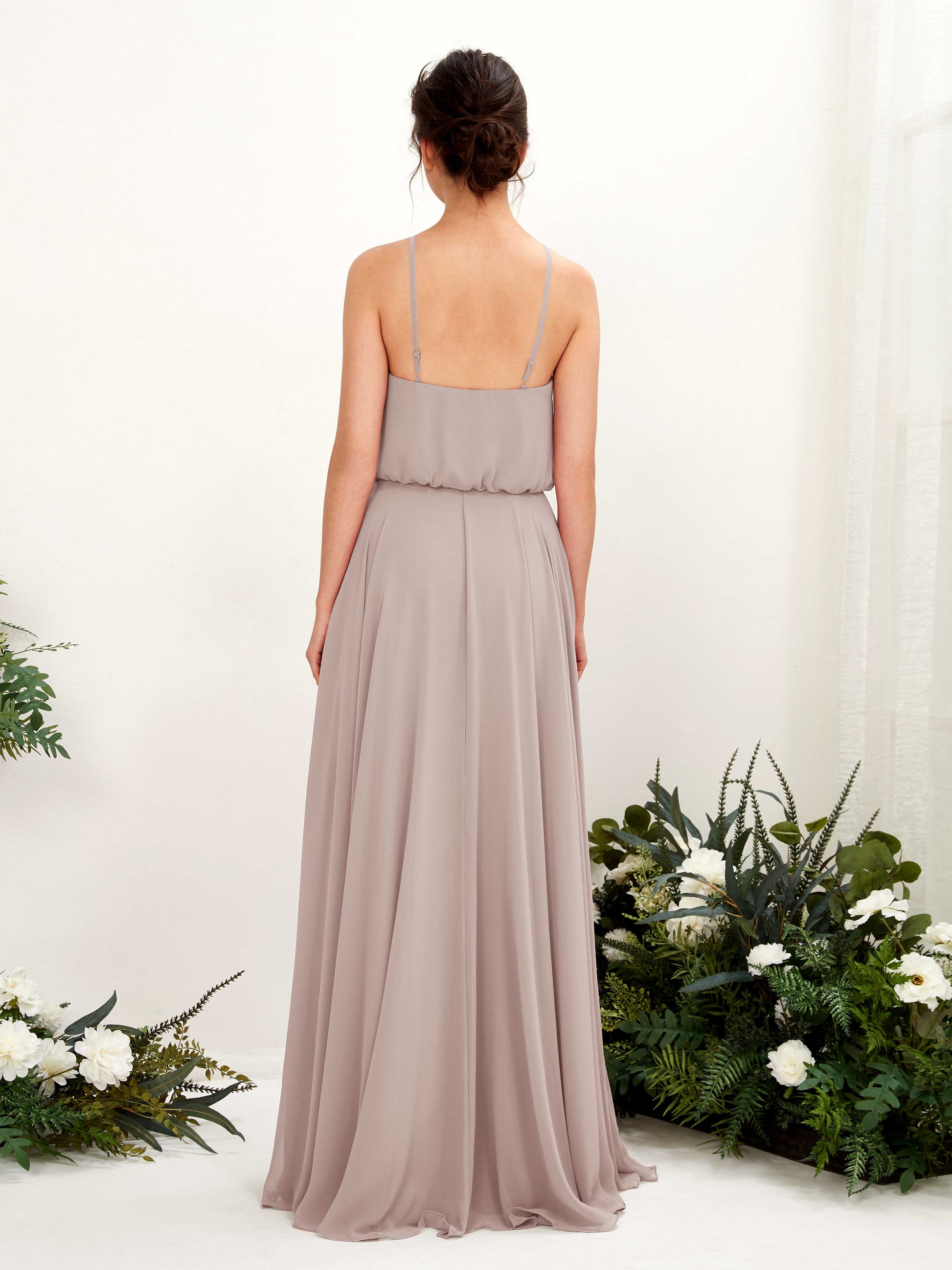 Alva Taupe Halter Maxi Dress