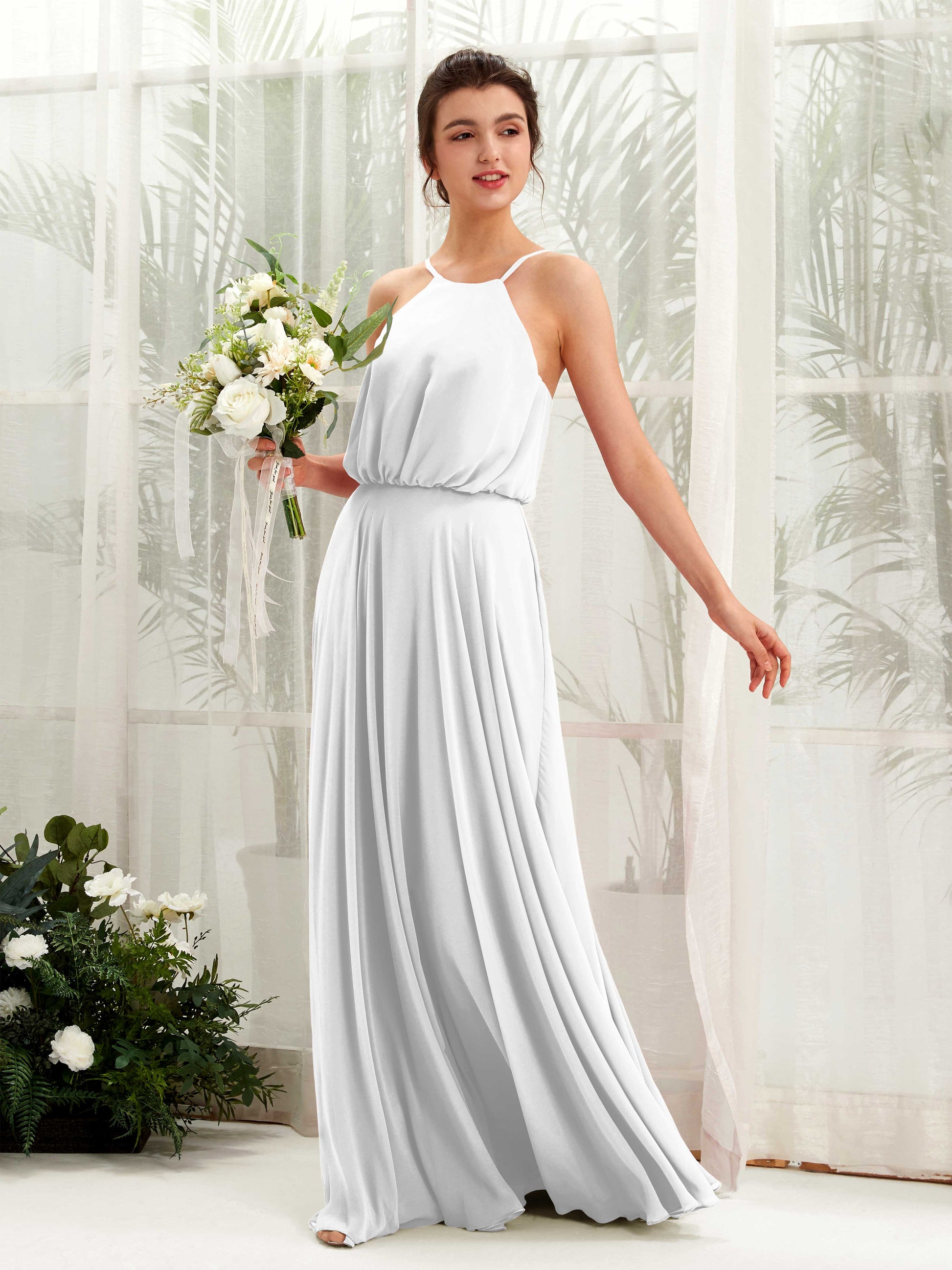 Alva White Halter Maxi Dress