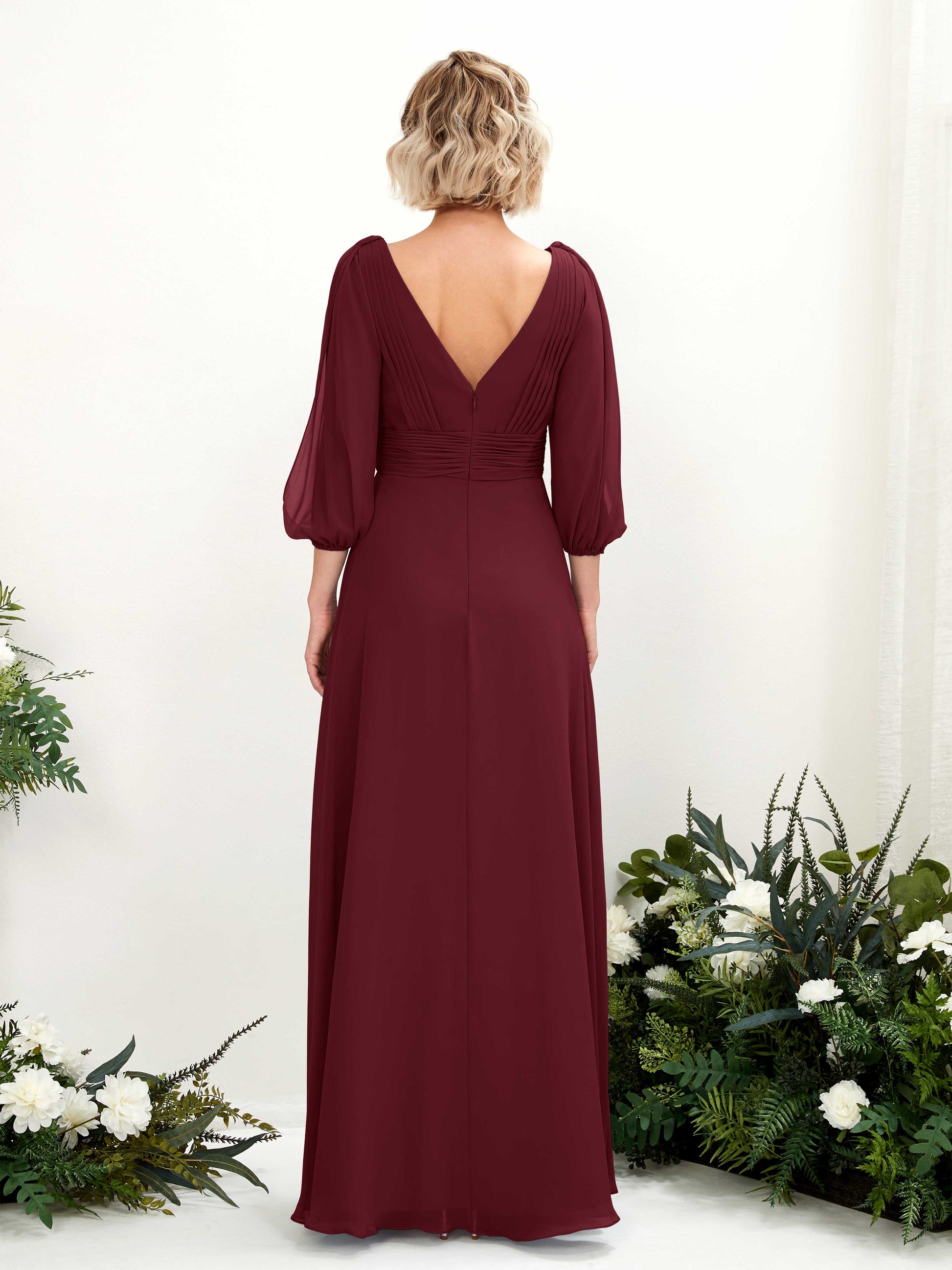 Antonia Burgundy Long Sleeve Maxi Dress