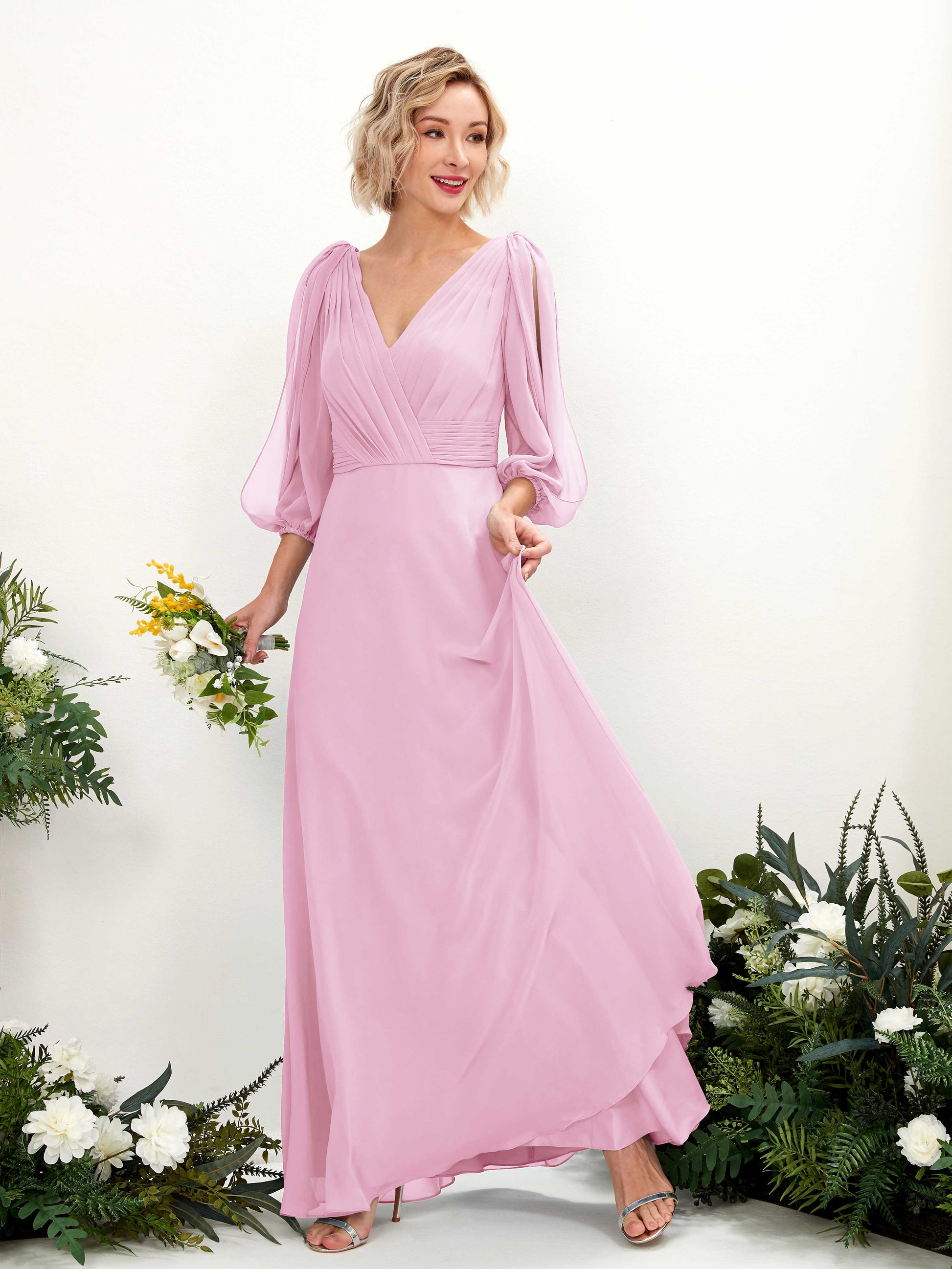 Antonia Candy Pink Long Sleeve Maxi Dress