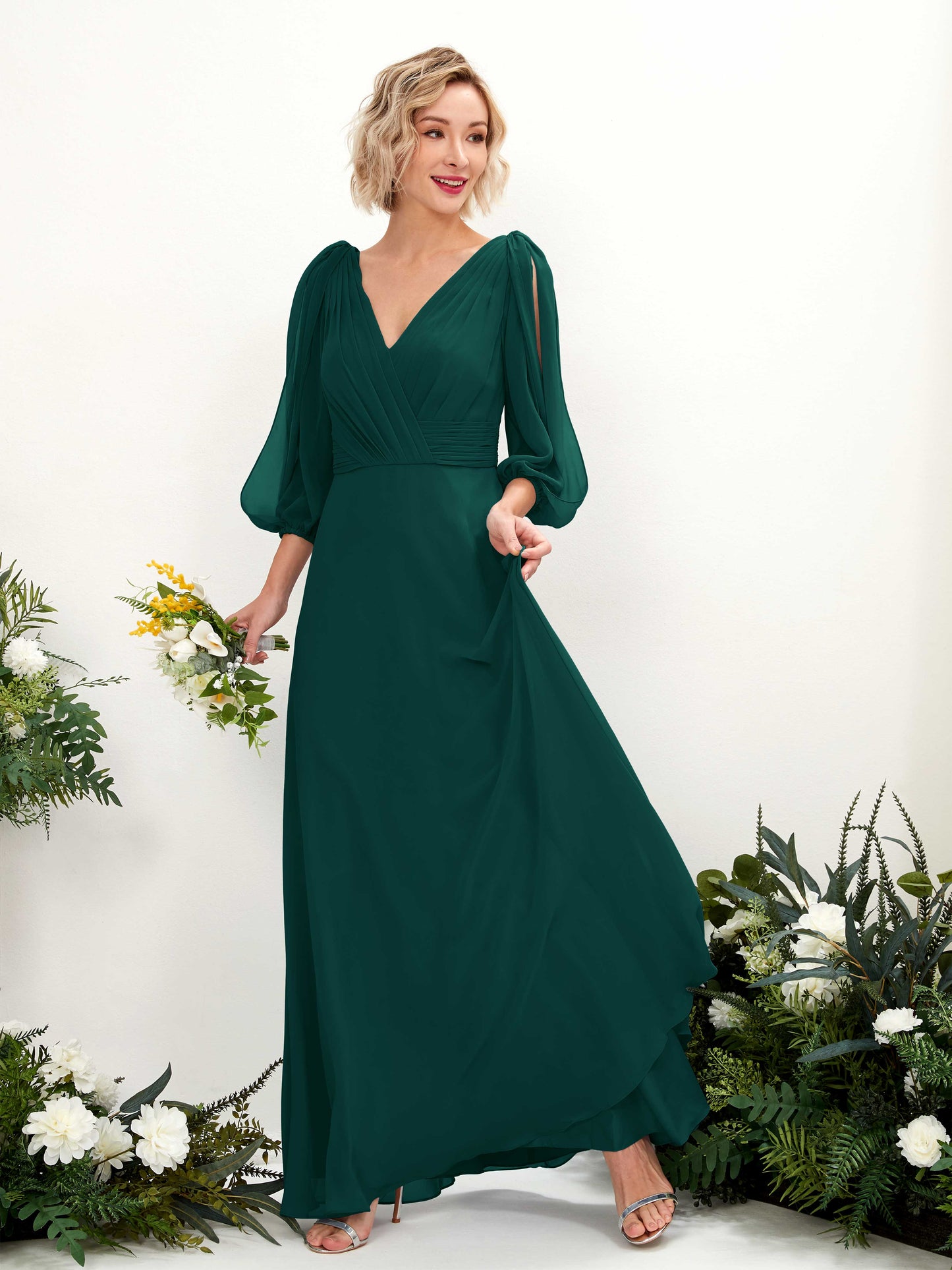 Antonia Dark Emerald Long Sleeve Maxi Dress