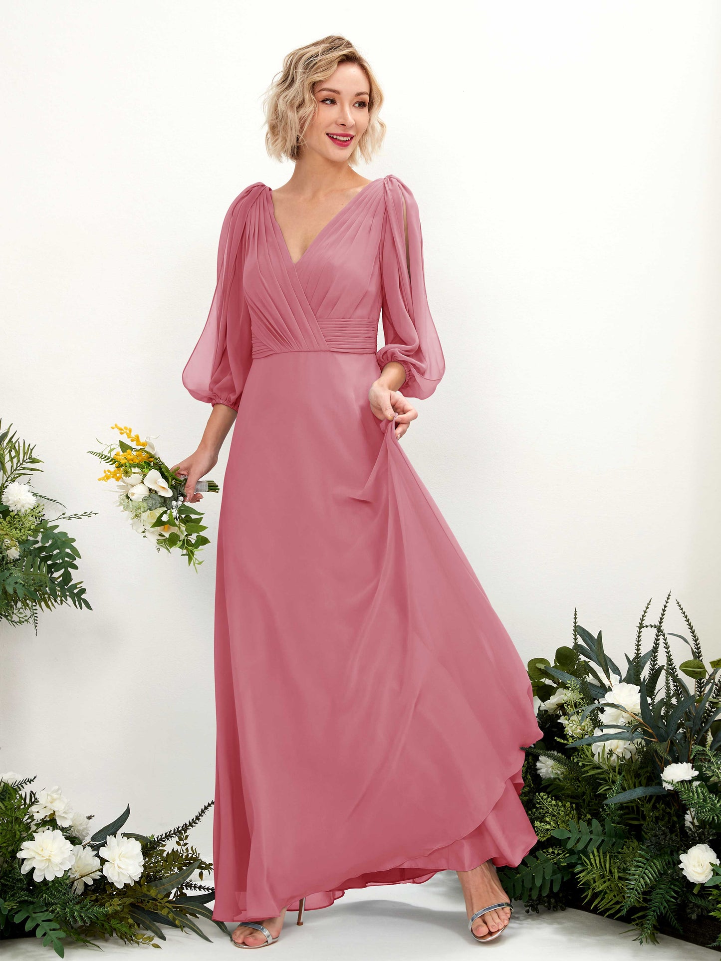 Antonia Desert Rose Long Sleeve Maxi Dress