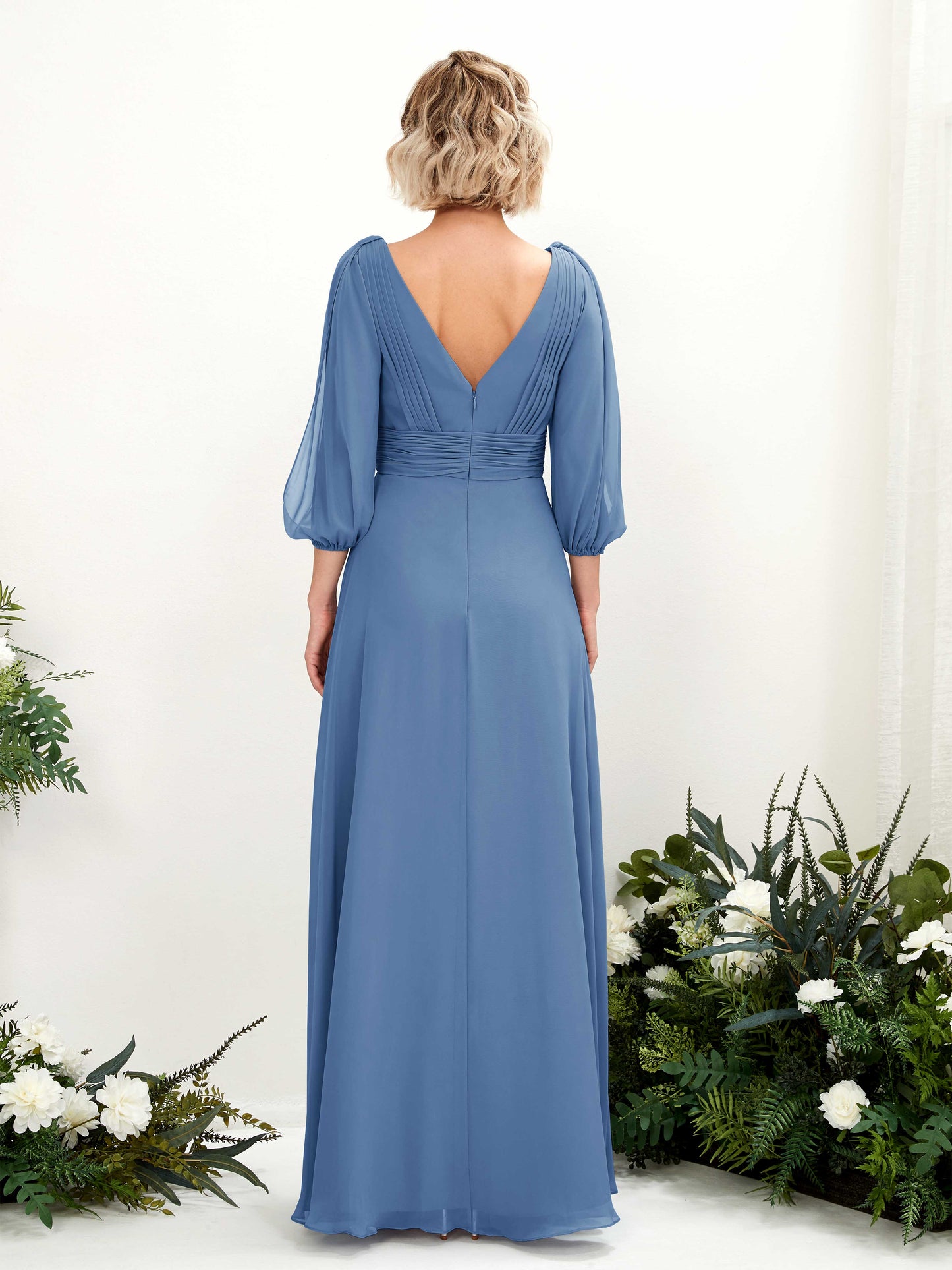 Antonia Dusty Blue Long Sleeve Maxi Dress