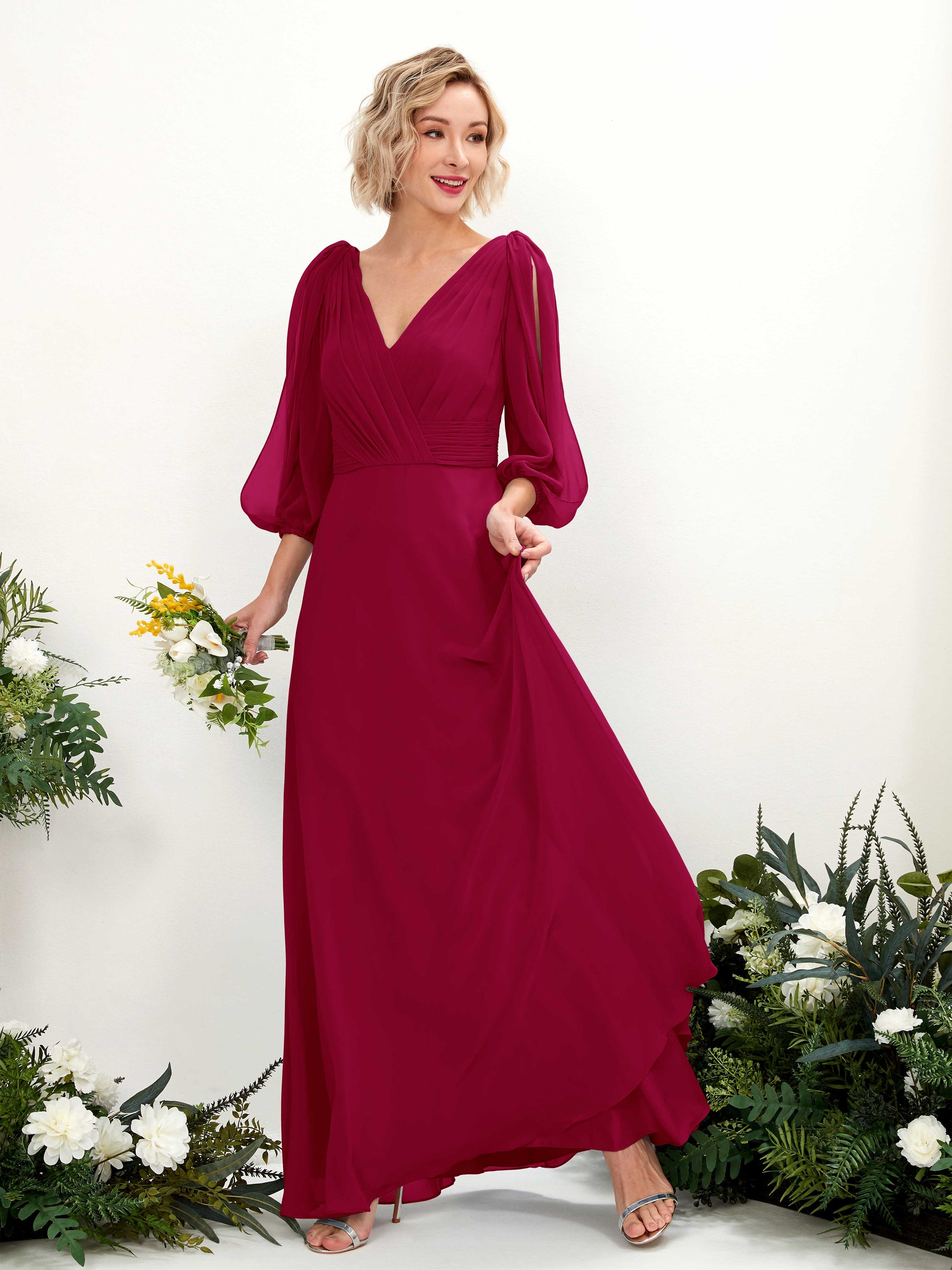 Antonia Jester Red Long Sleeve Maxi Dress