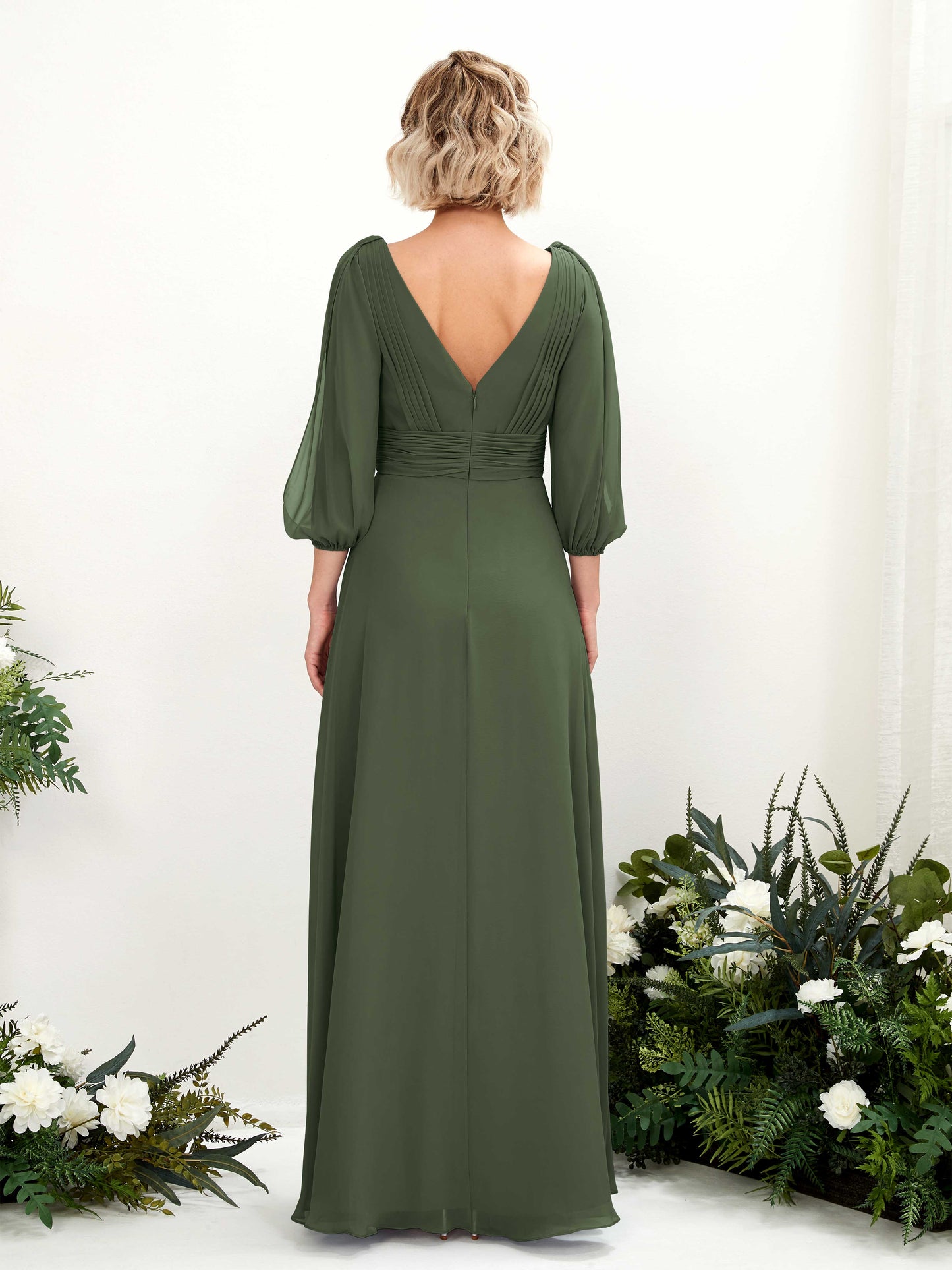 Antonia Martini Olive Long Sleeve Maxi Dress