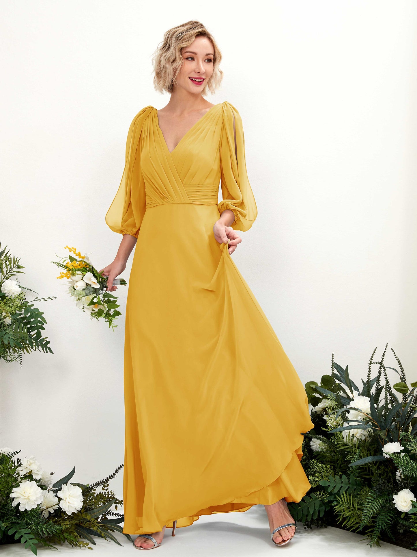 Antonia Mustard Yellow Long Sleeve Maxi Dress