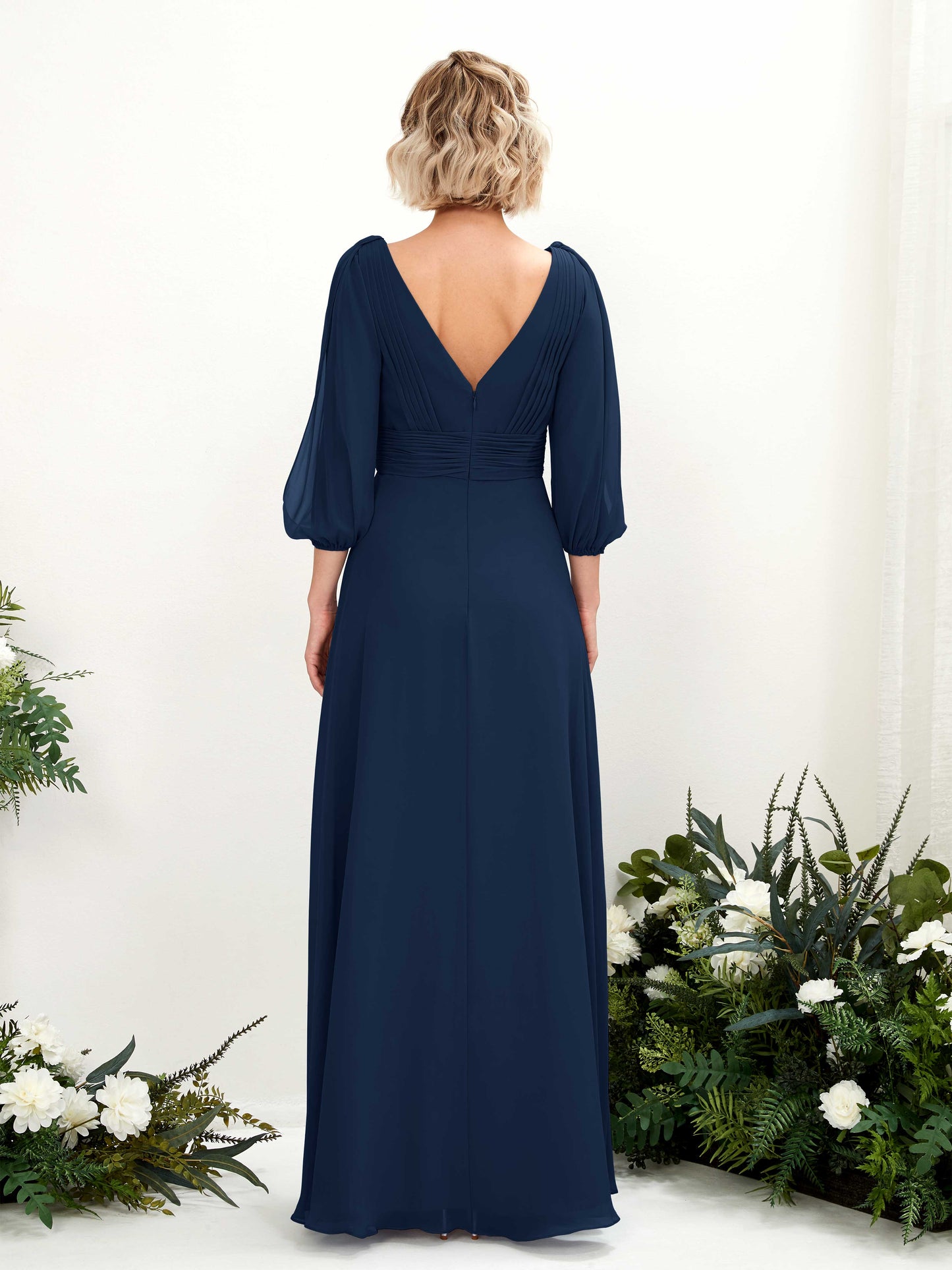 Antonia Navy Long Sleeve Maxi Dress