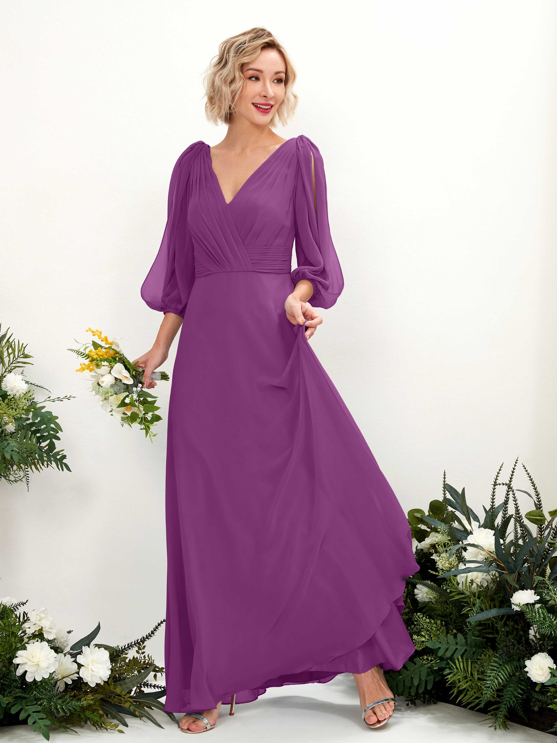 Antonia Purple Long Sleeve Maxi Dress