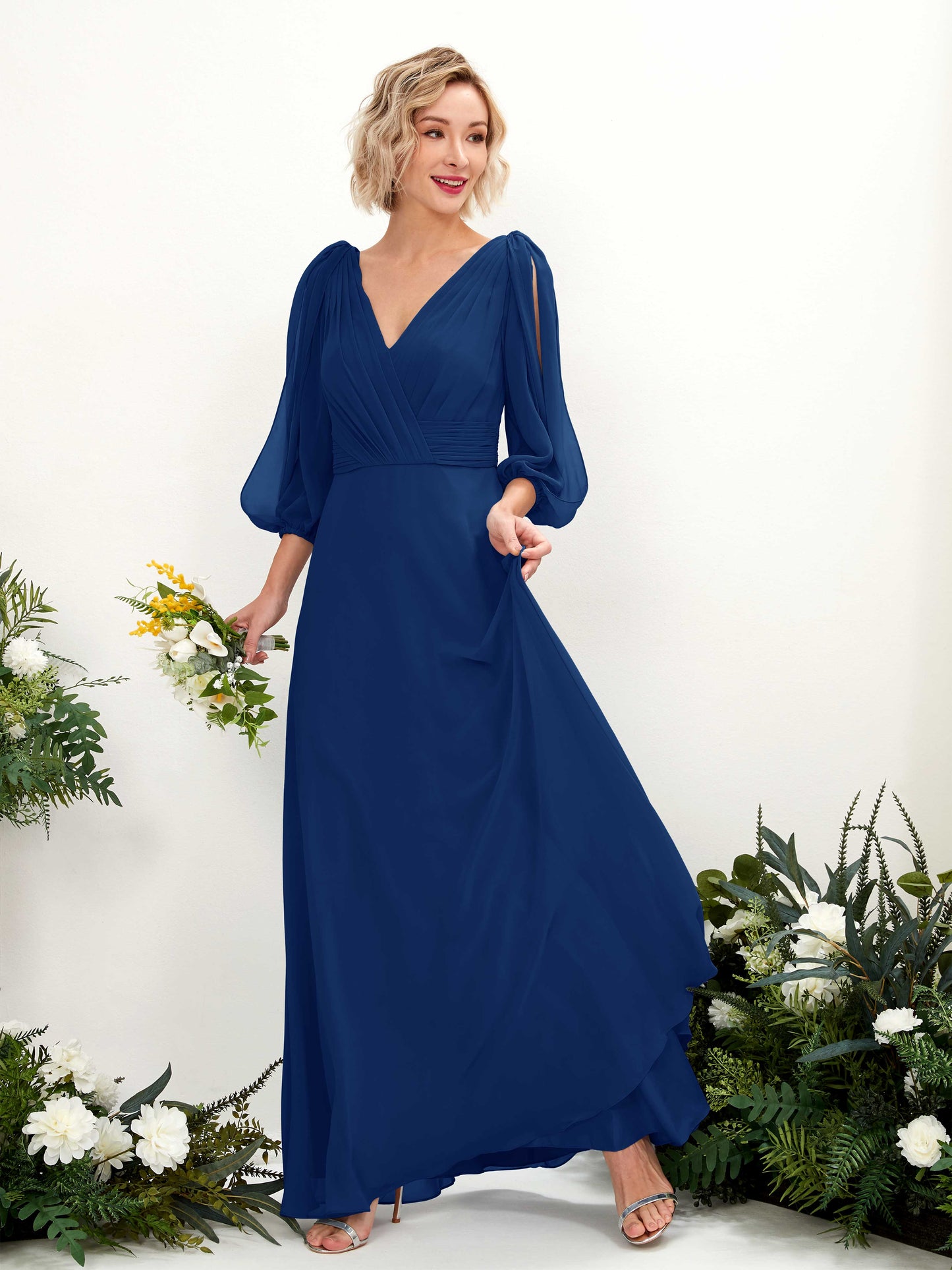 Antonia Royal Blue Long Sleeve Maxi Dress