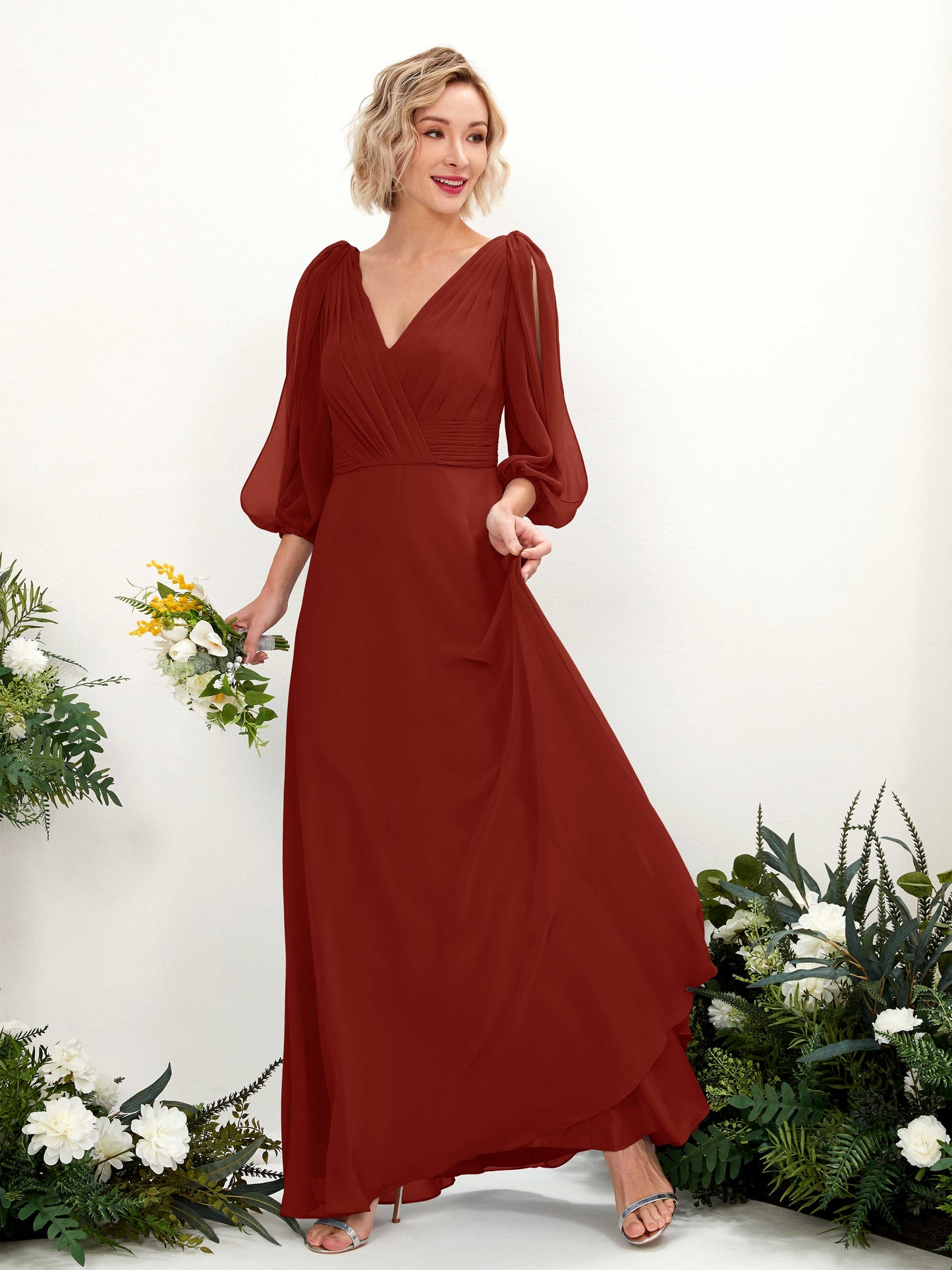 Antonia Rust Long Sleeve Maxi Dress