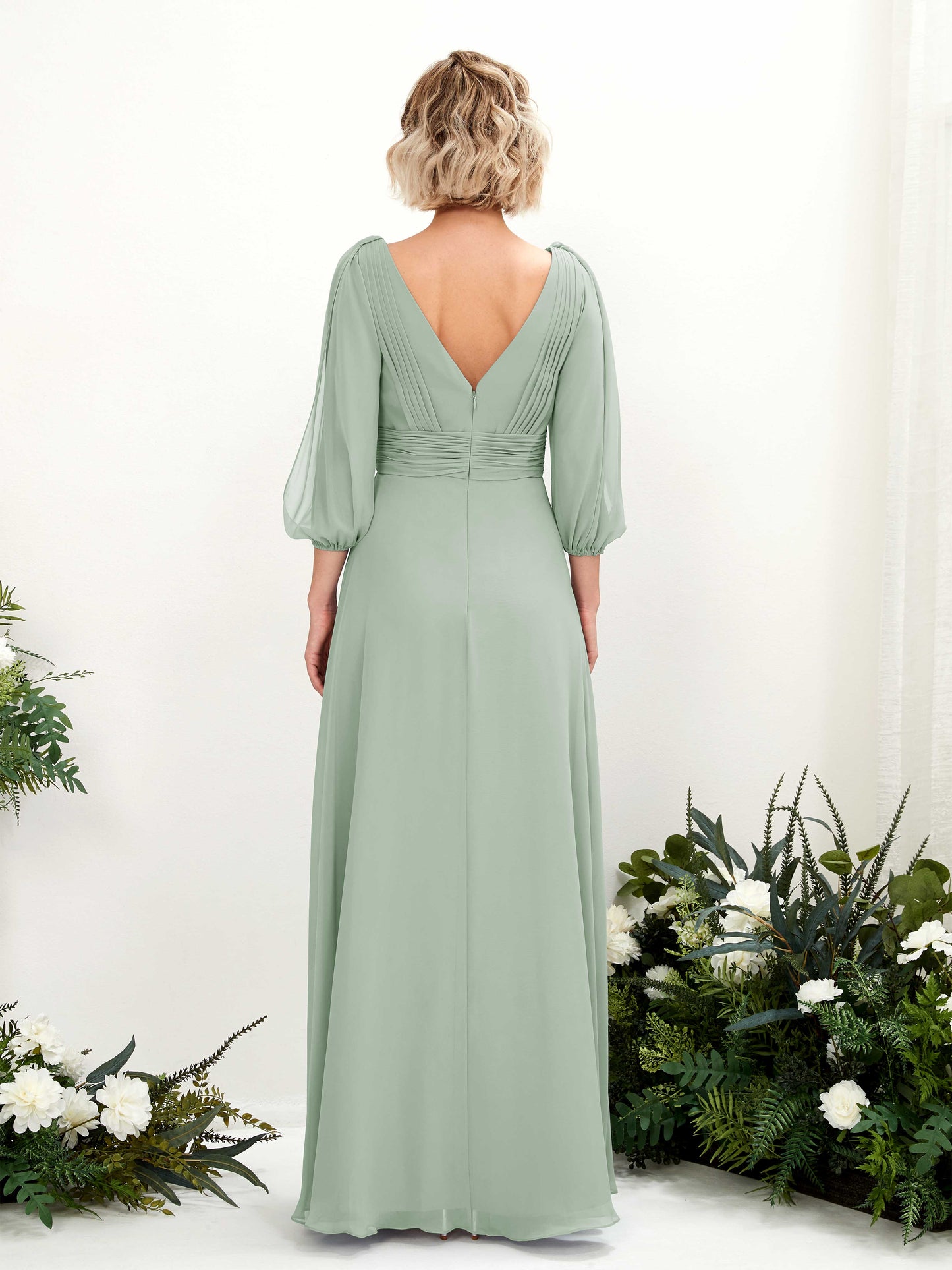 Antonia Sage Green Long Sleeve Maxi Dress