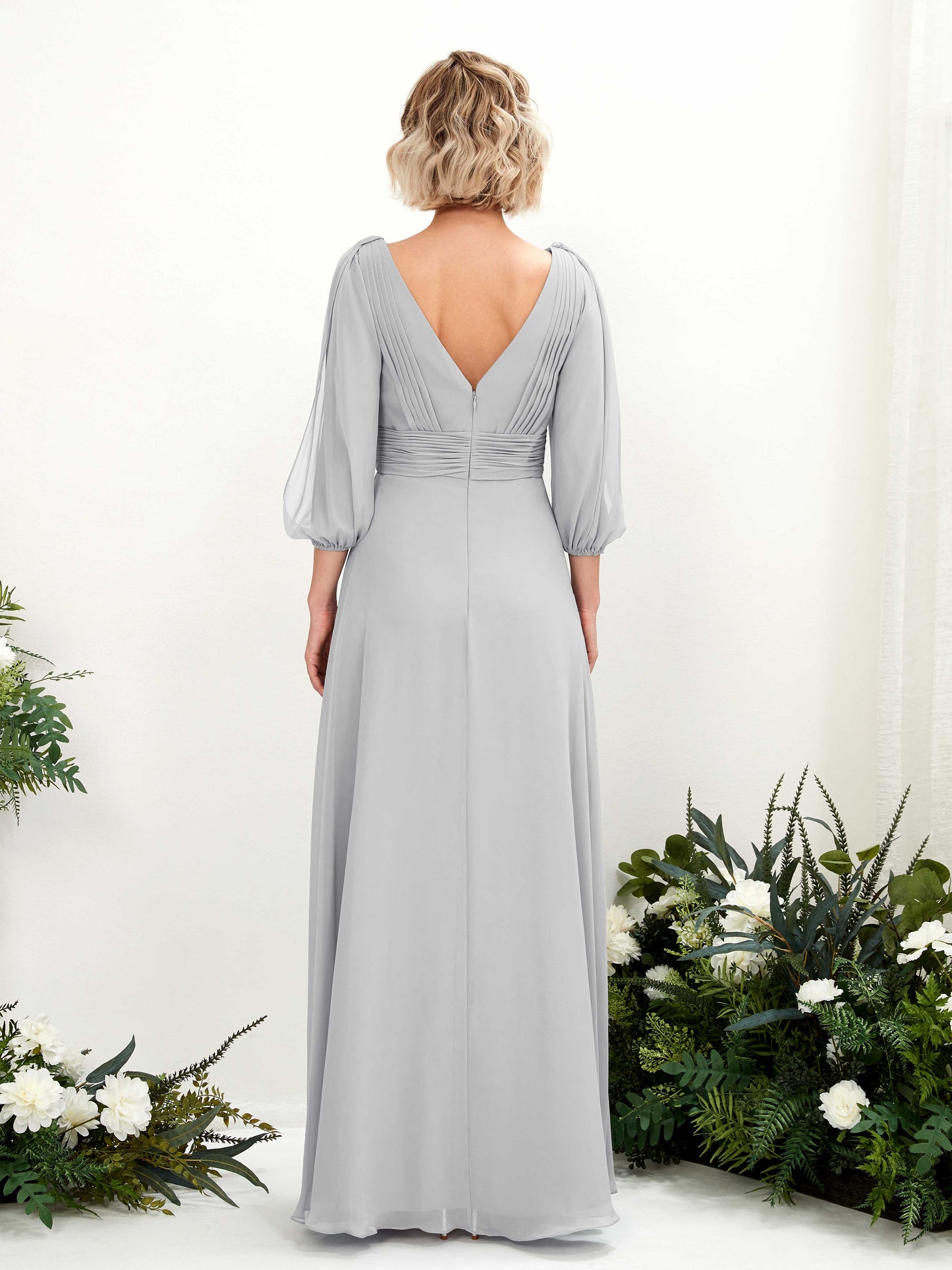 Antonia Silver Long Sleeve Maxi Dress