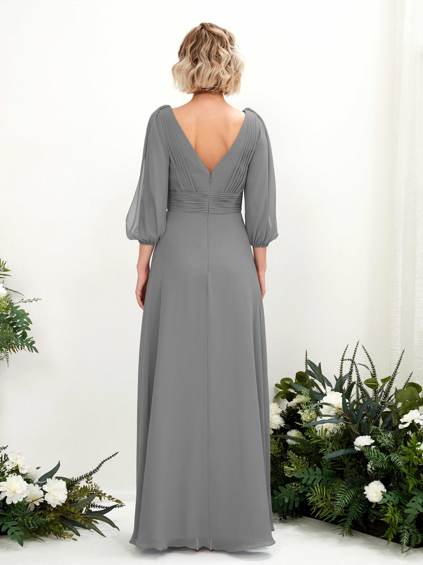 Antonia Steel Gray Long Sleeve Maxi Dress