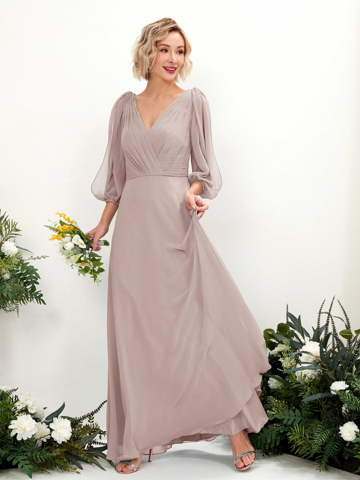 Antonia Taupe Long Sleeve Maxi Dress