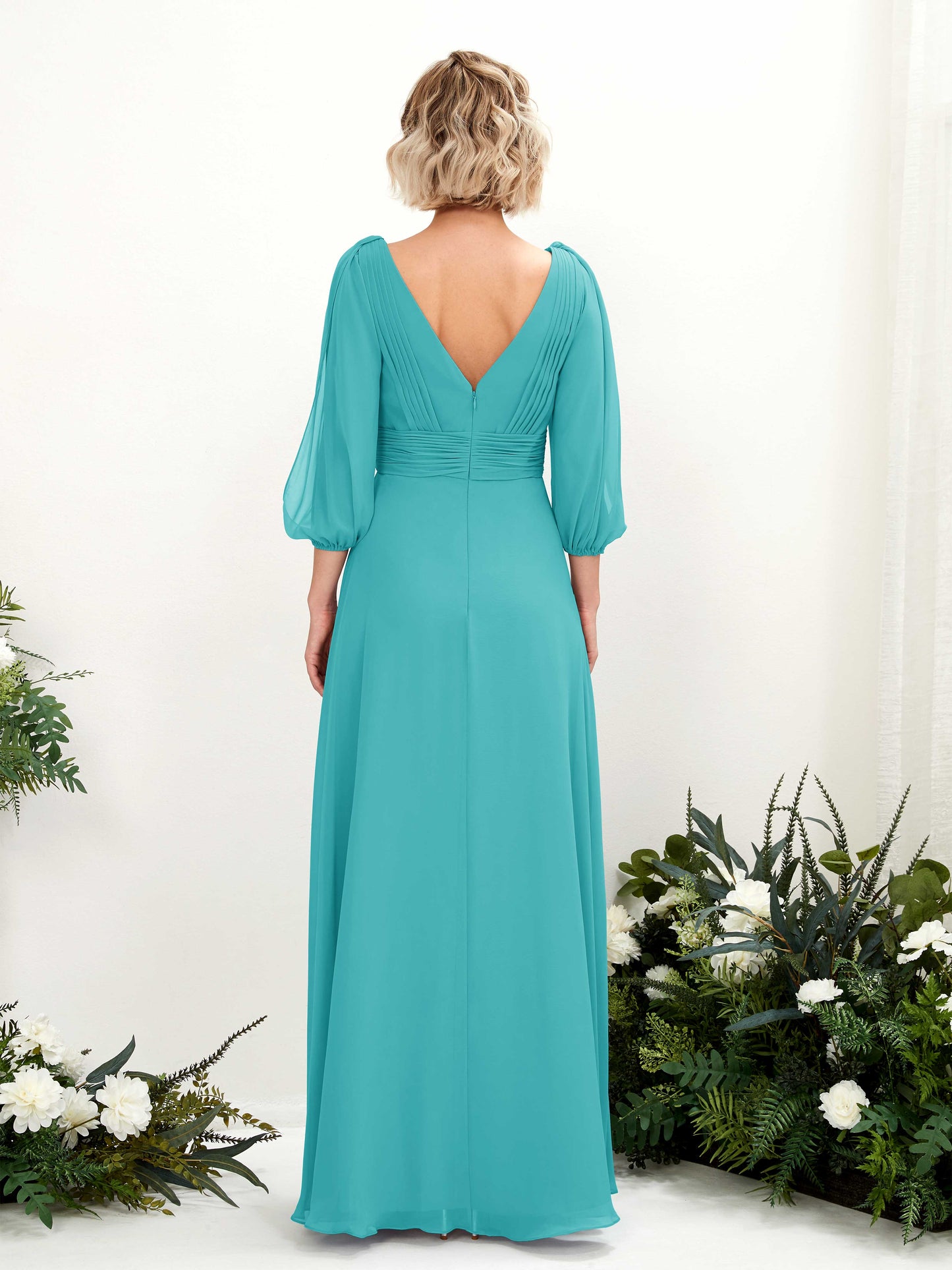 Antonia Turquoise Long Sleeve Maxi Dress