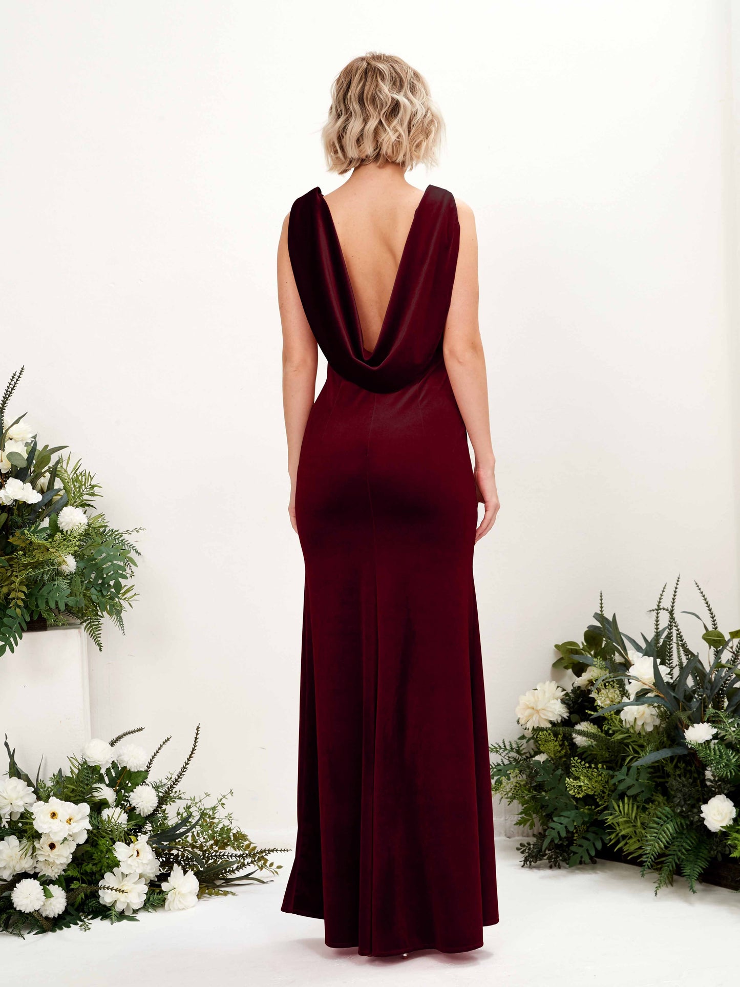 Audrey Burgundy Velvet Sleeveless Maxi Dress