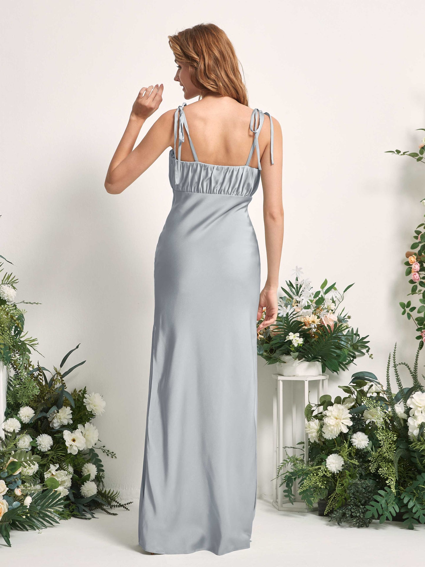 Avery Baby Blue Satin Sleeveless Maxi Dress