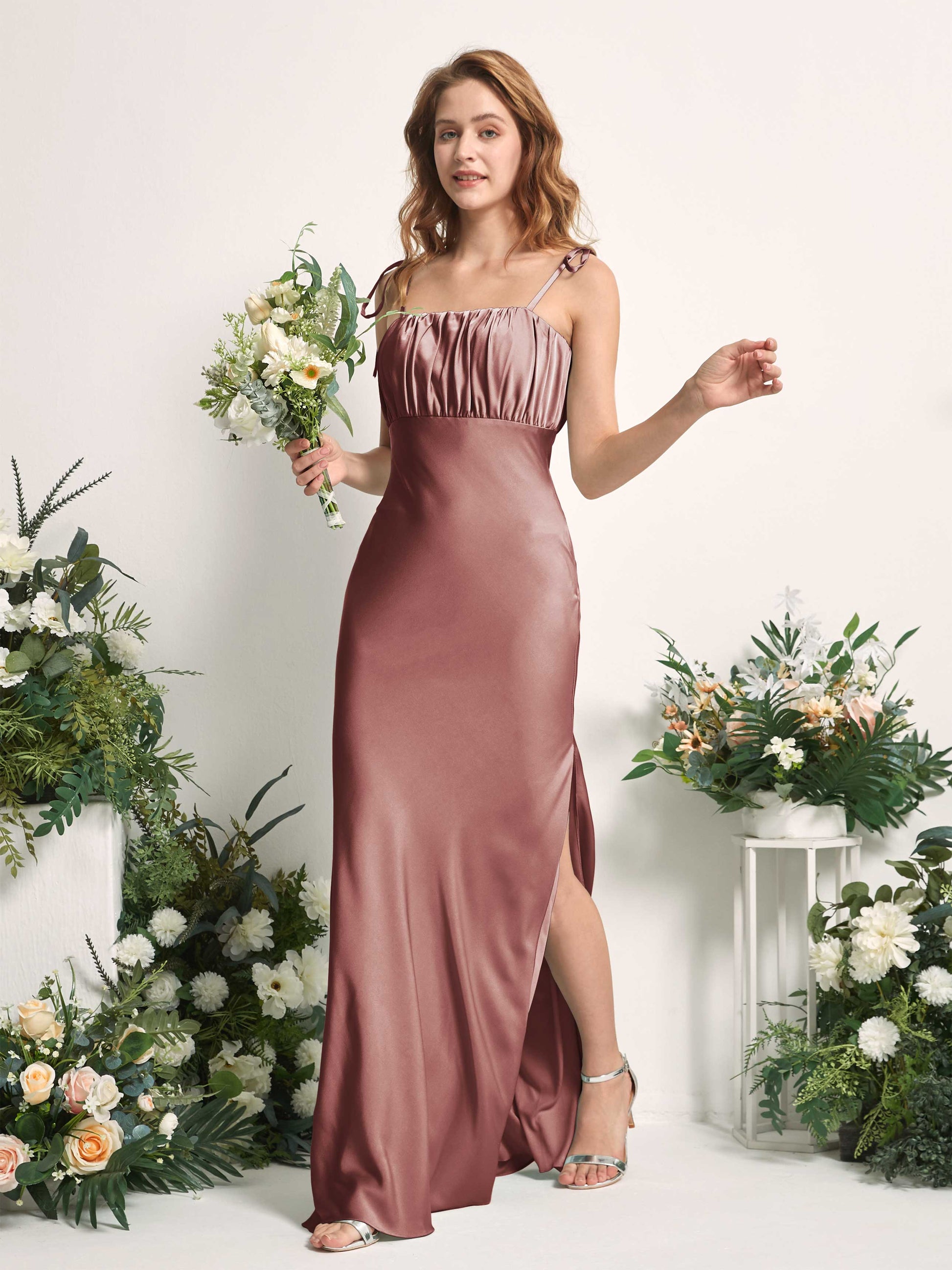 Avery Desert Rose Satin Sleeveless Maxi Dress