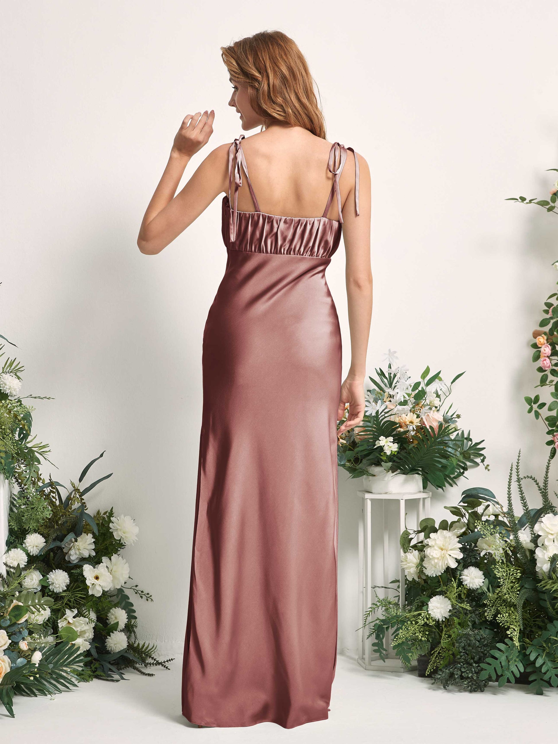 Avery Desert Rose Satin Sleeveless Maxi Dress