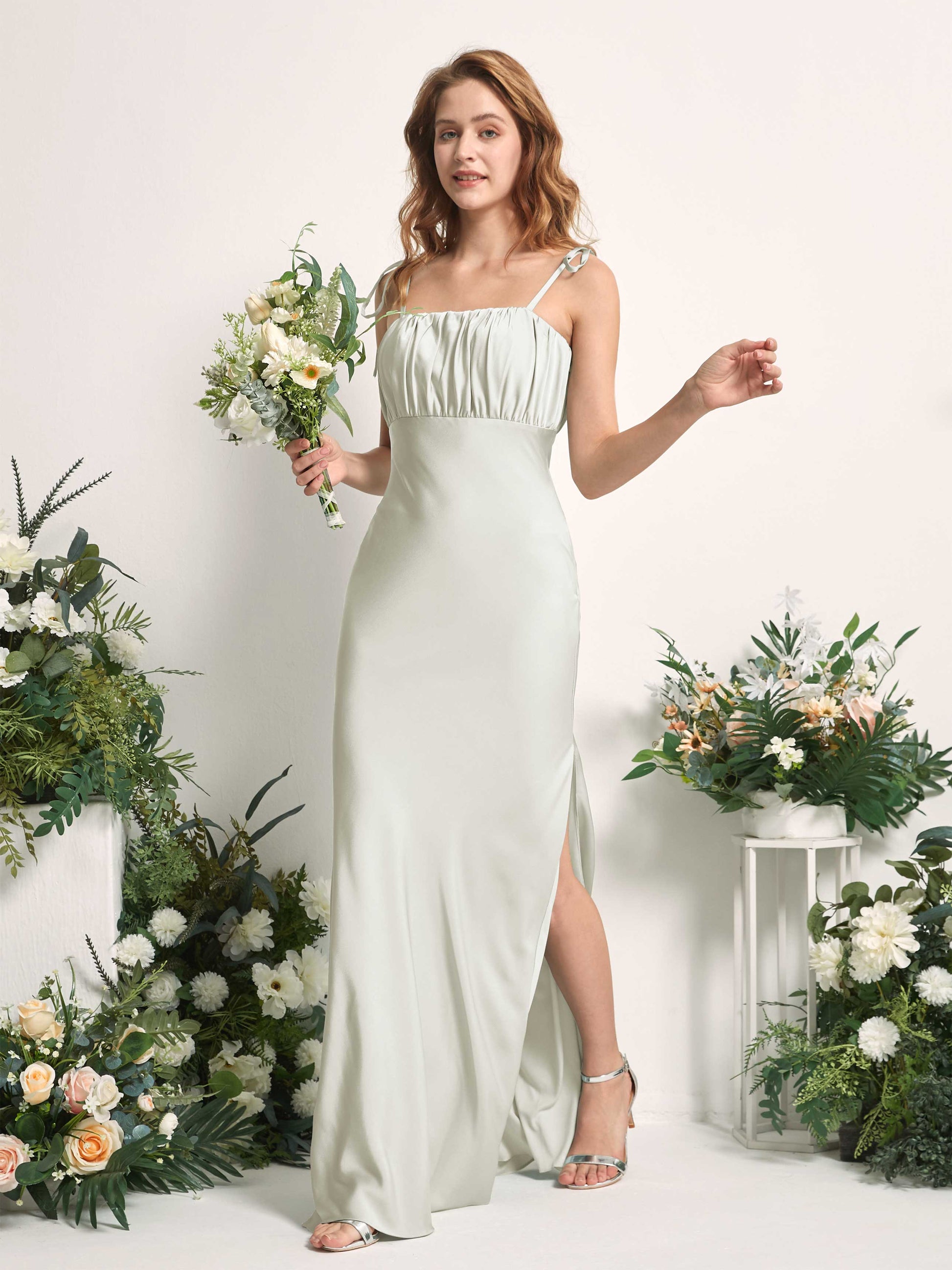 Avery Ivory Satin Sleeveless Maxi Dress