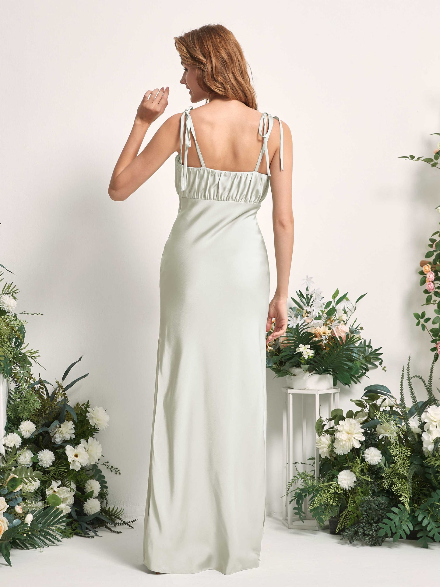 Avery Ivory Satin Sleeveless Maxi Dress