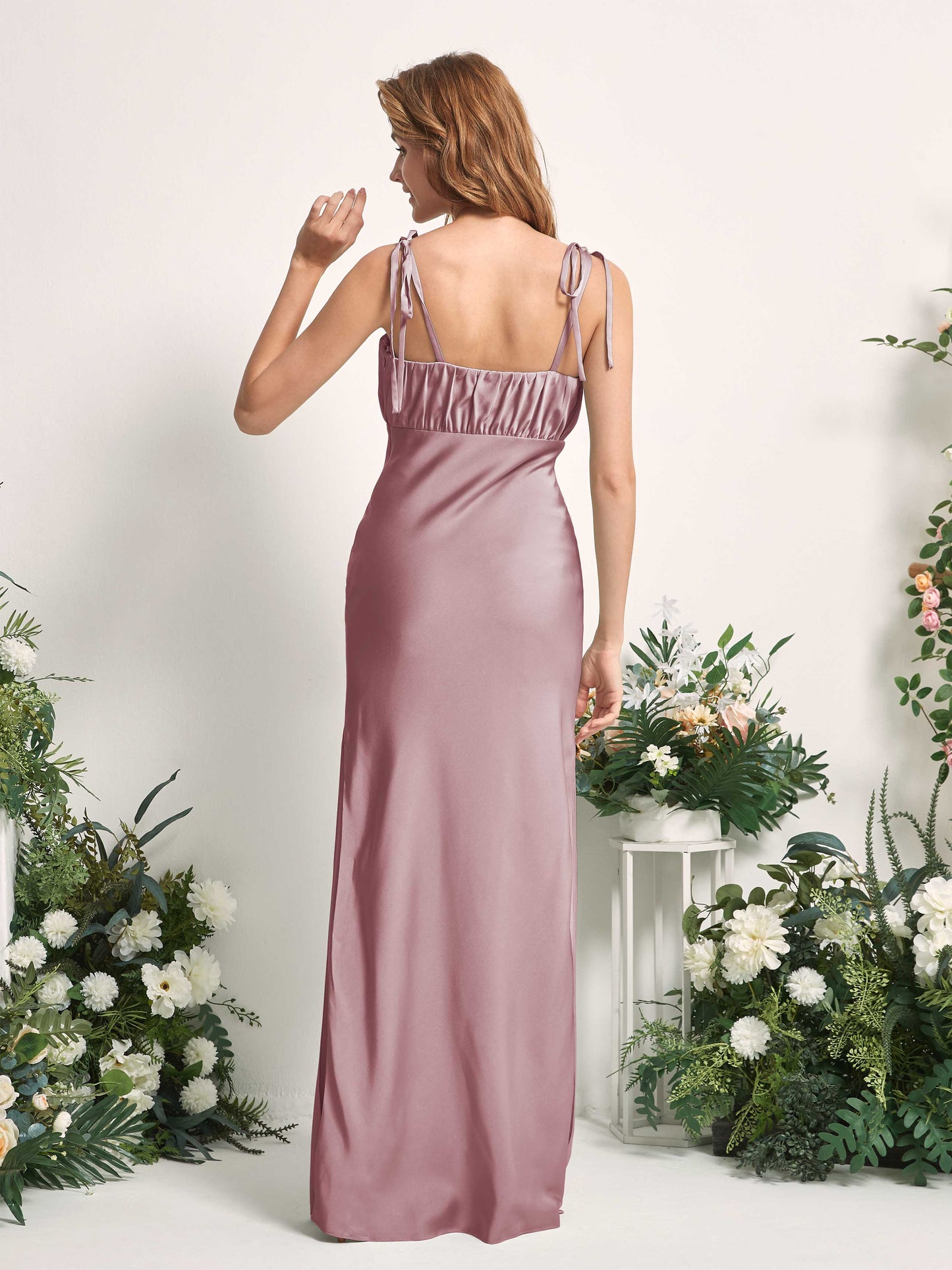 Avery Rose Quartz Satin Sleeveless Maxi Dress