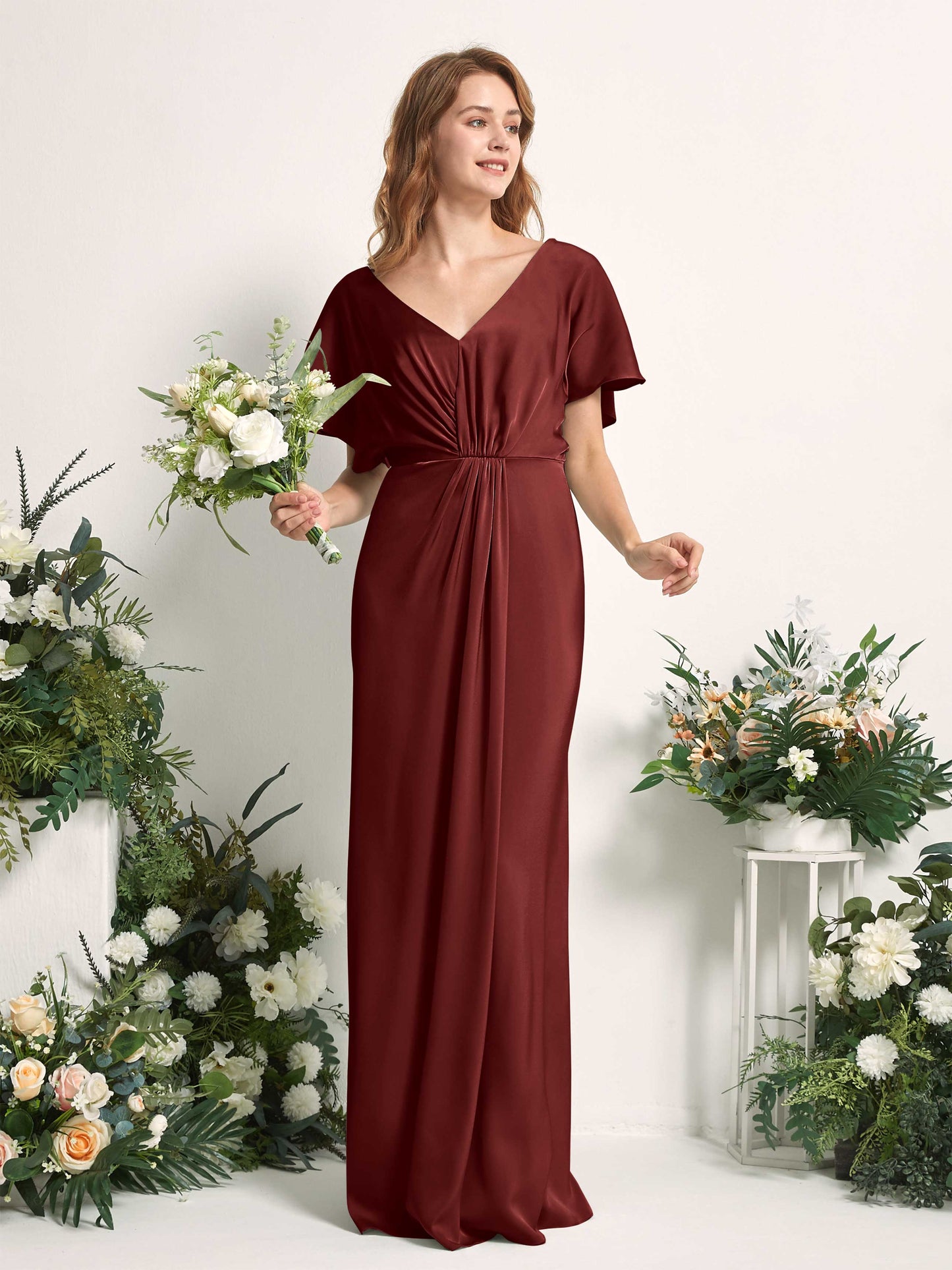 Bailey Burgundy Satin Maxi Dress