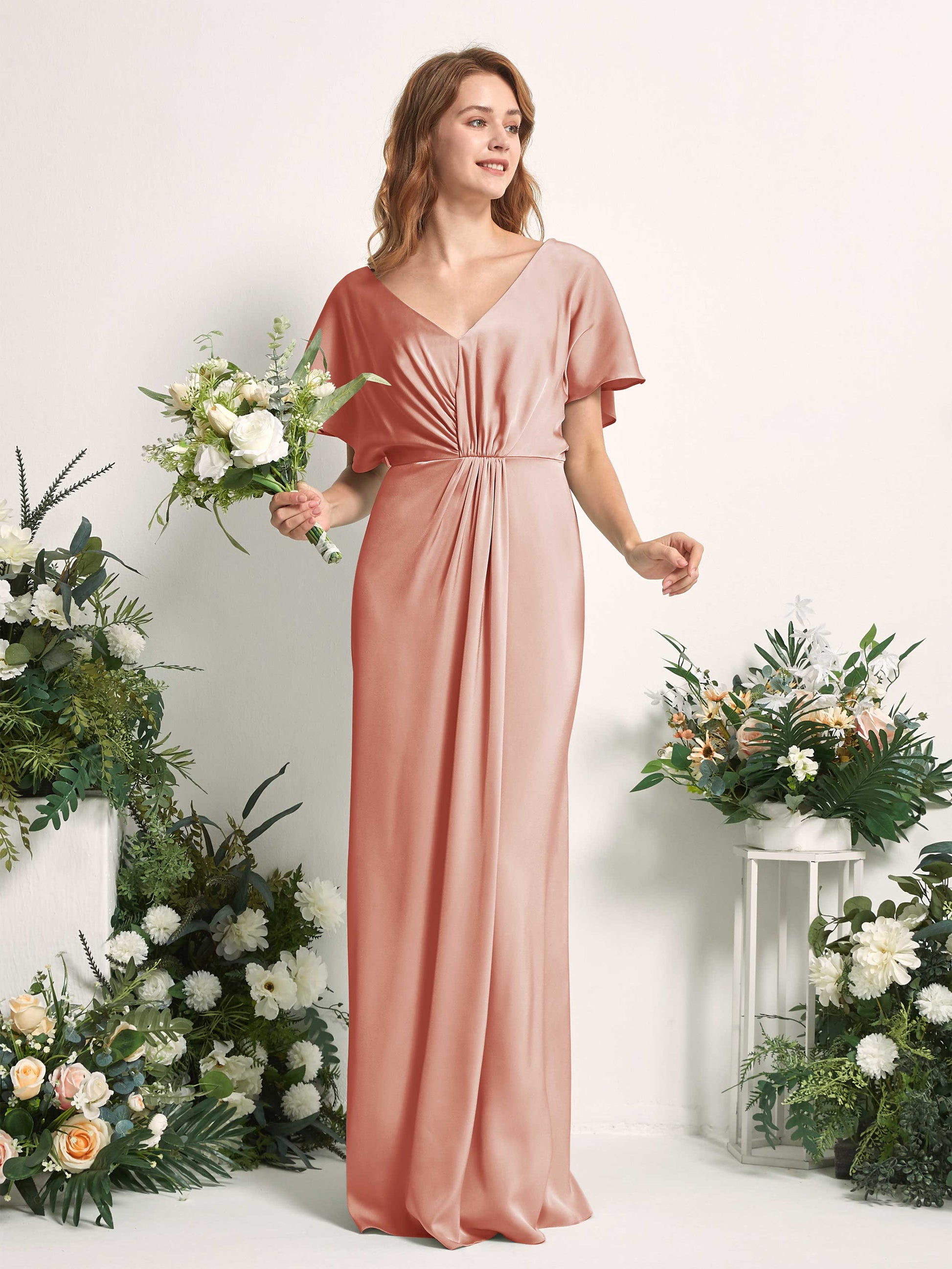 Bailey Cantaloupe Satin Maxi Dress