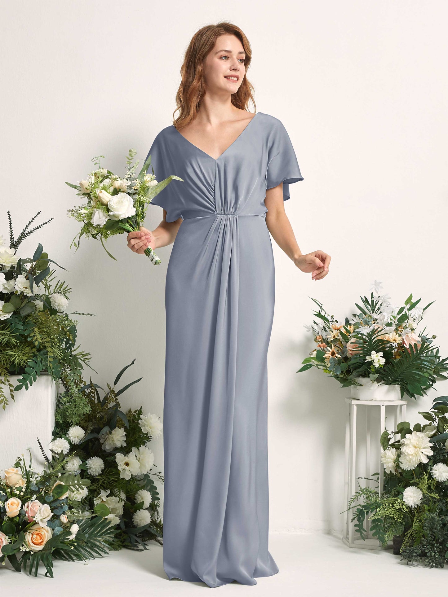 Bailey Dusty Blue Satin Maxi Dress