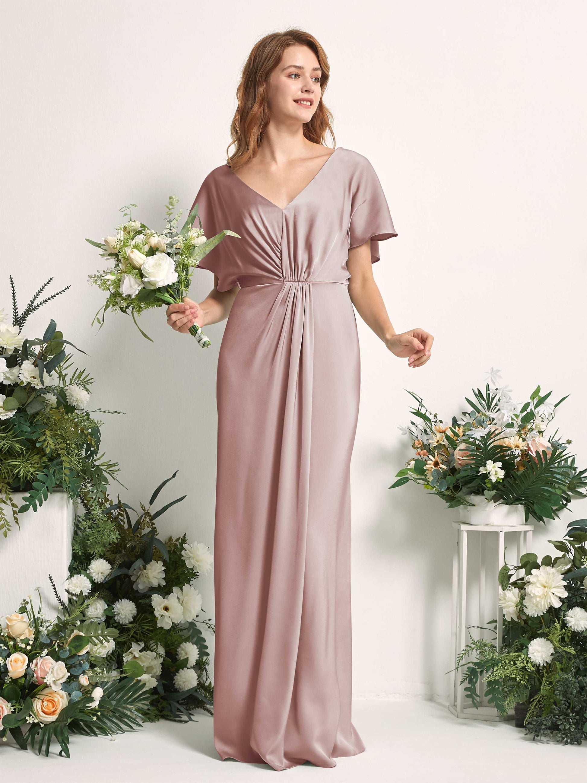 Bailey Dusty Rose Satin Maxi Dress