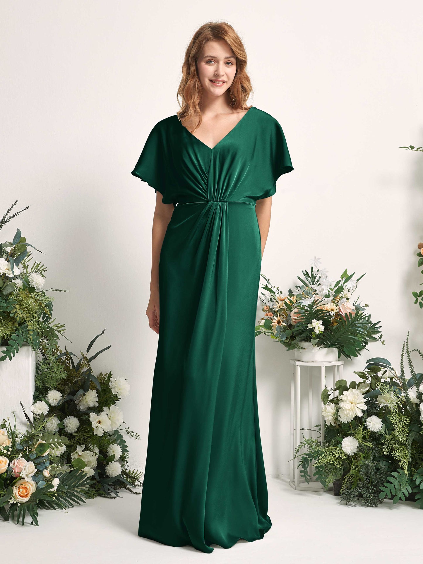 Bailey Hunter Green Satin Maxi Dress