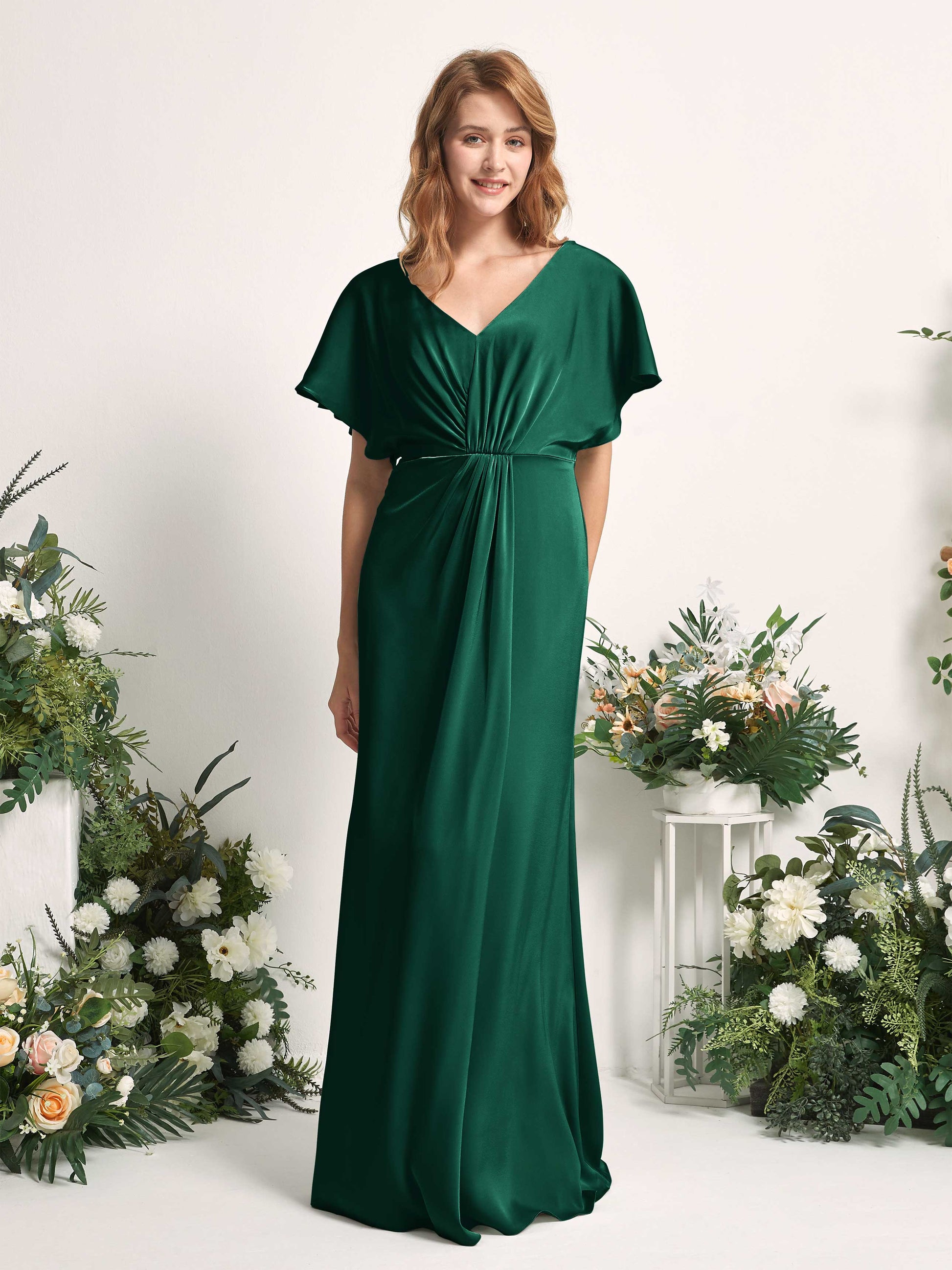 Bailey Hunter Green Satin Maxi Dress