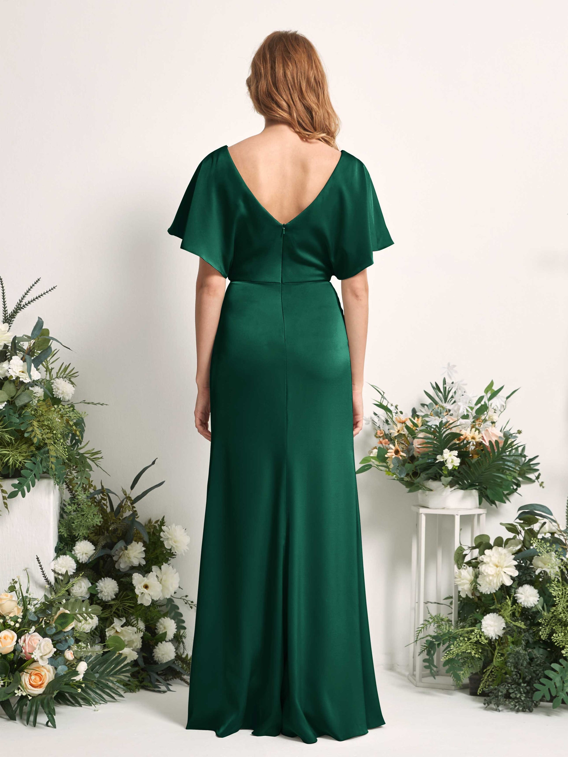 Bailey Hunter Green Satin Maxi Dress