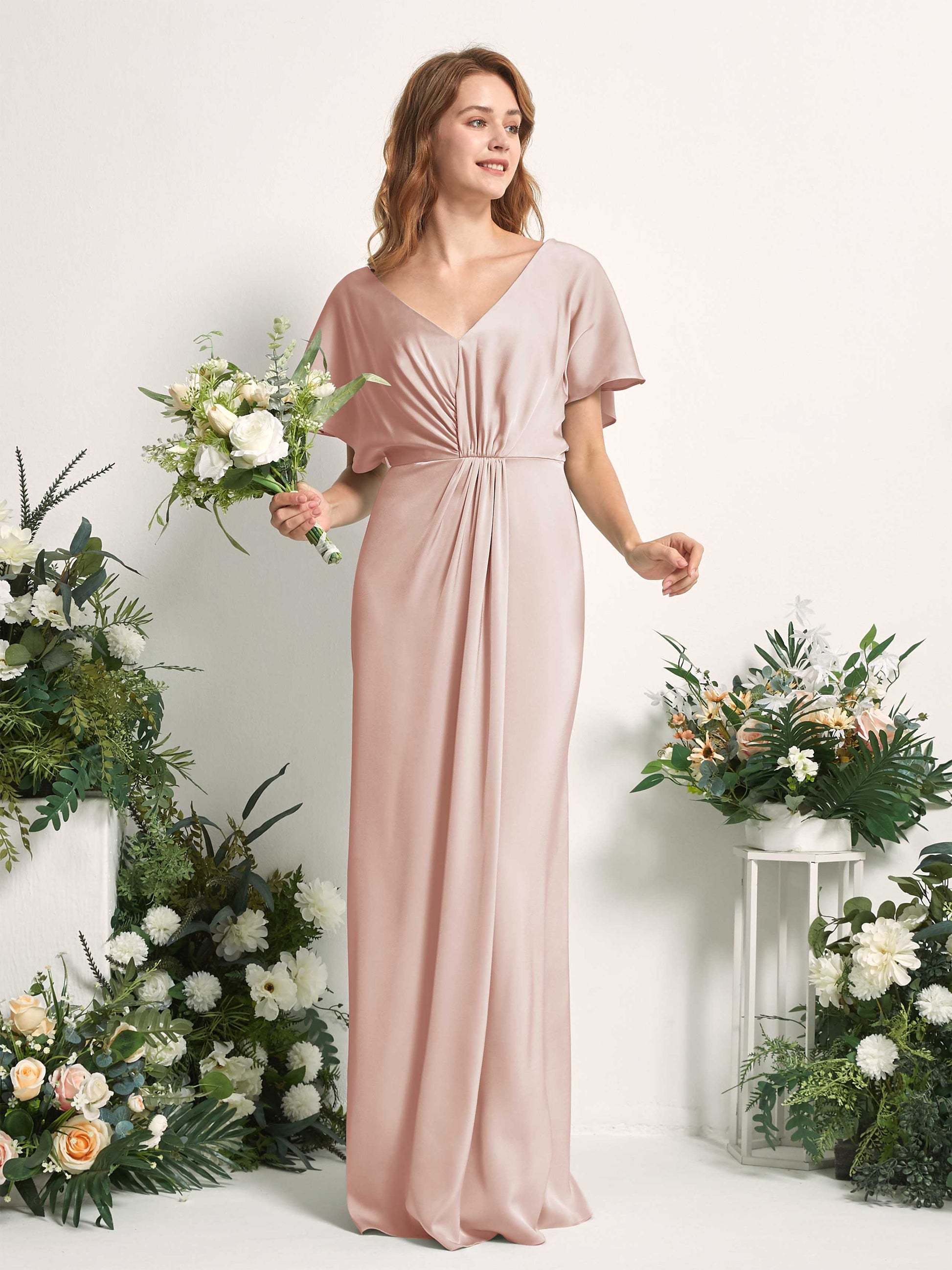 Bailey Pearl Pink Satin Maxi Dress