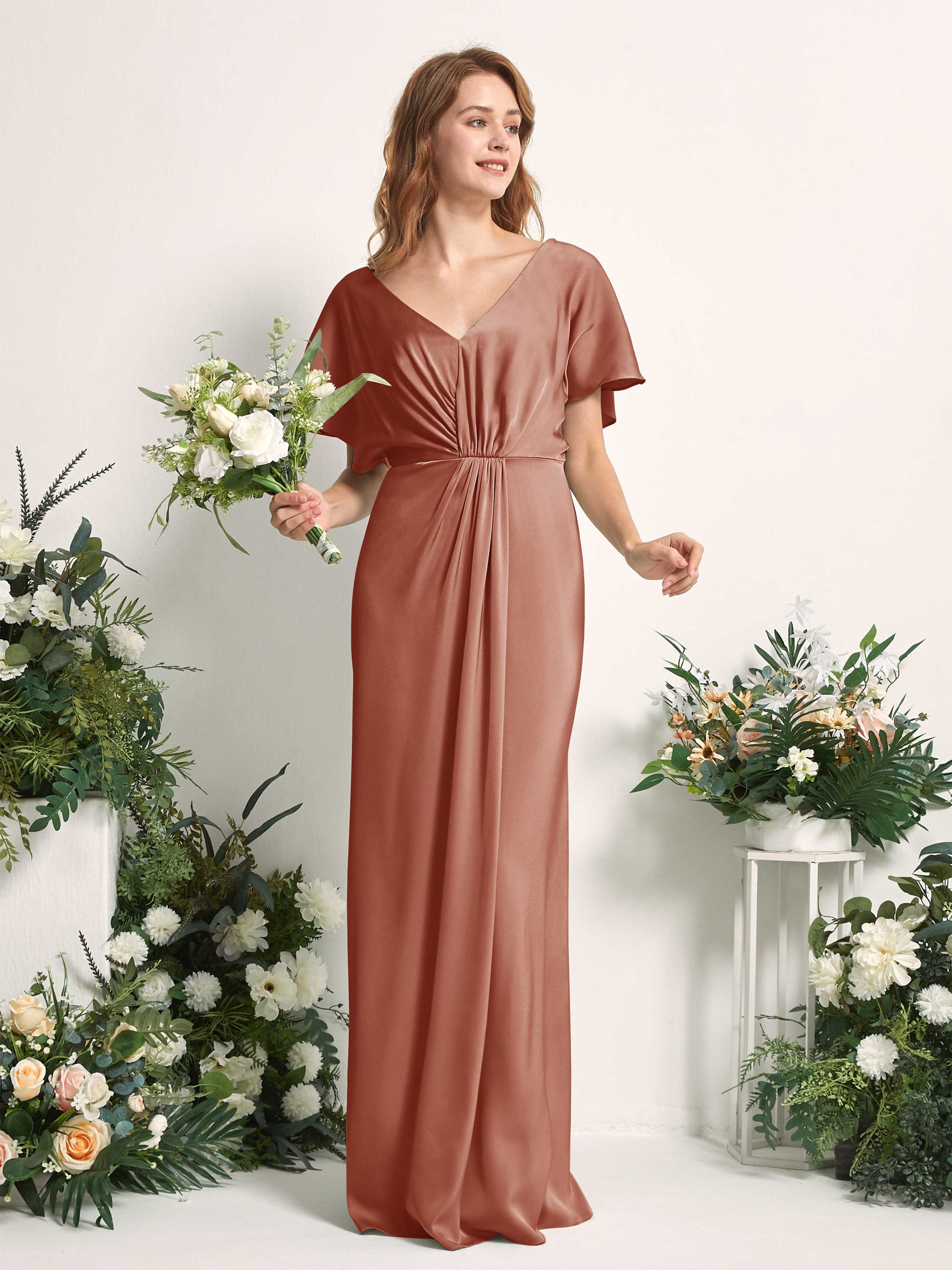 Bailey Raw Sienna Satin Maxi Dress