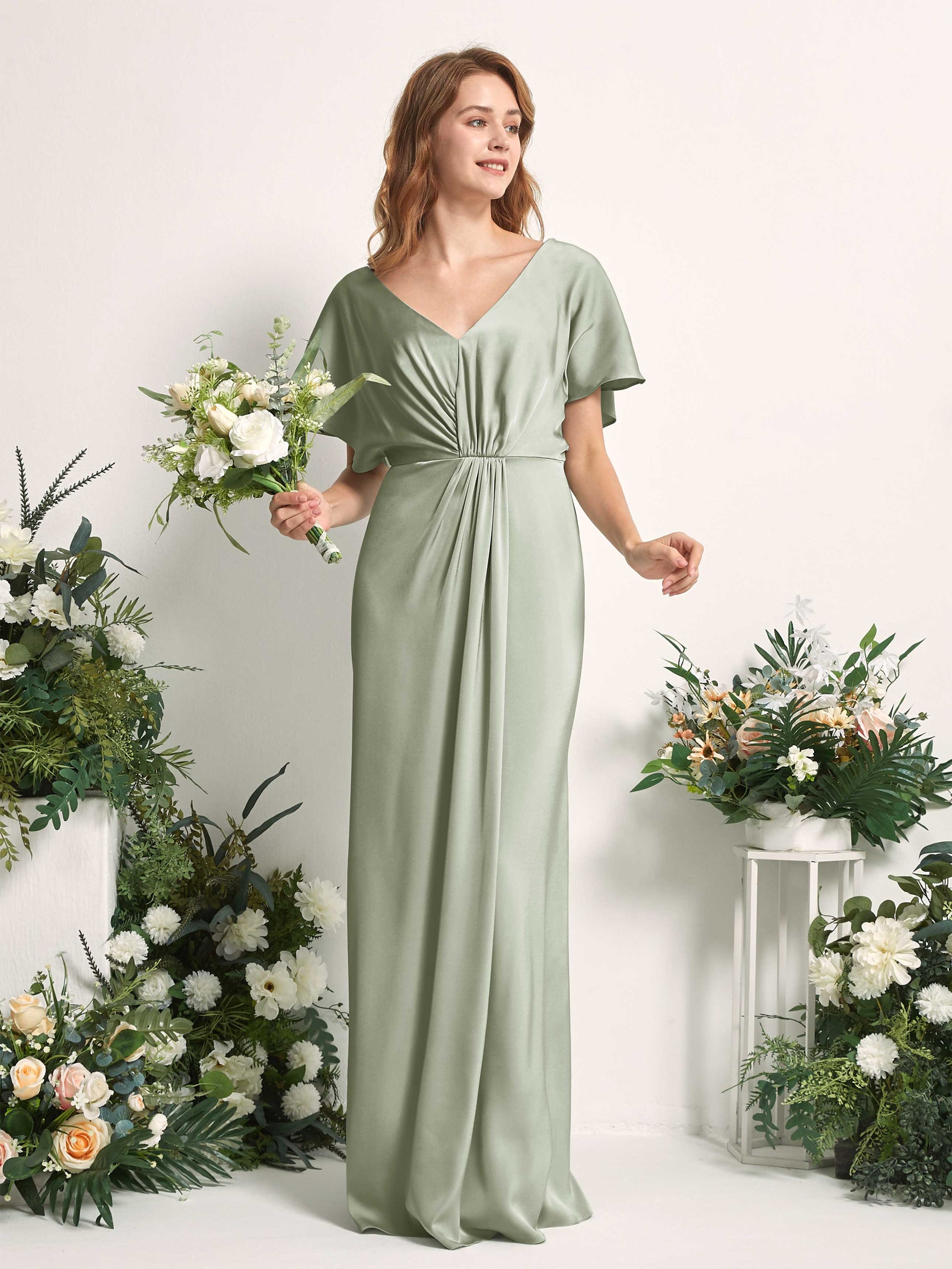 Bailey Sage Green Satin Maxi Dress