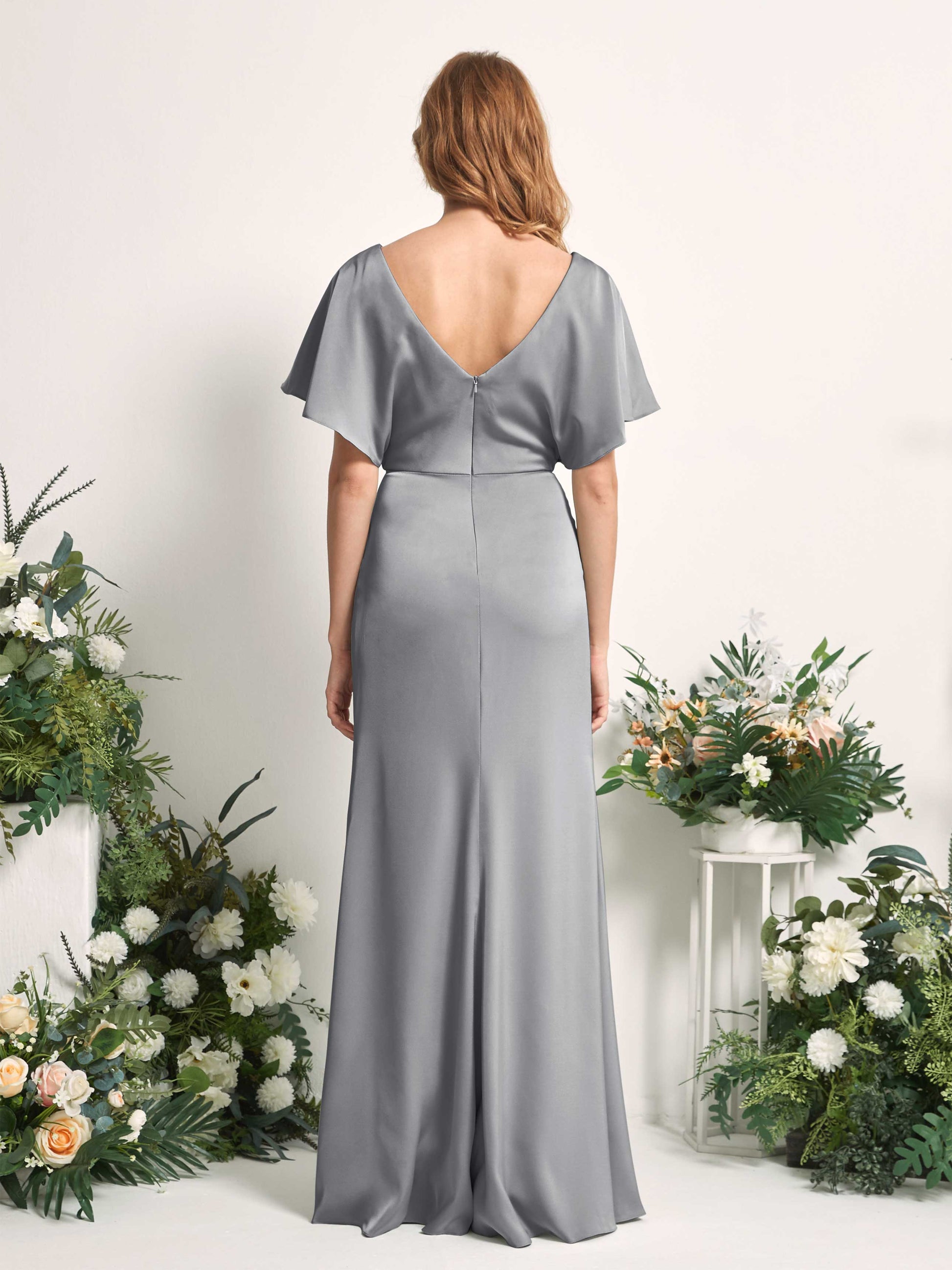 Bailey Steel Gray Satin Maxi Dress