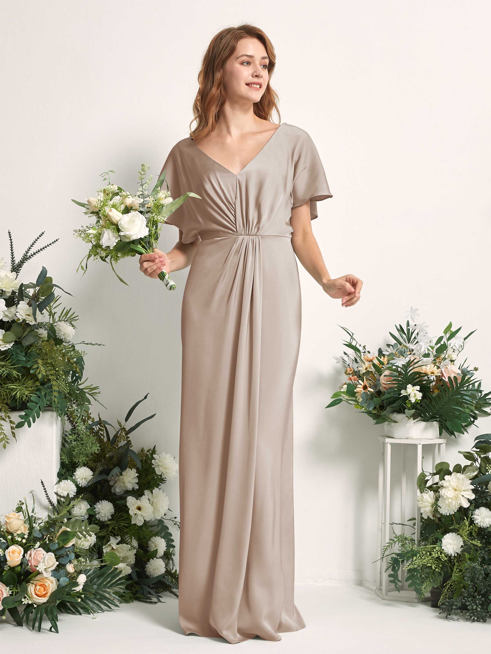 Bailey Taupe Satin Maxi Dress