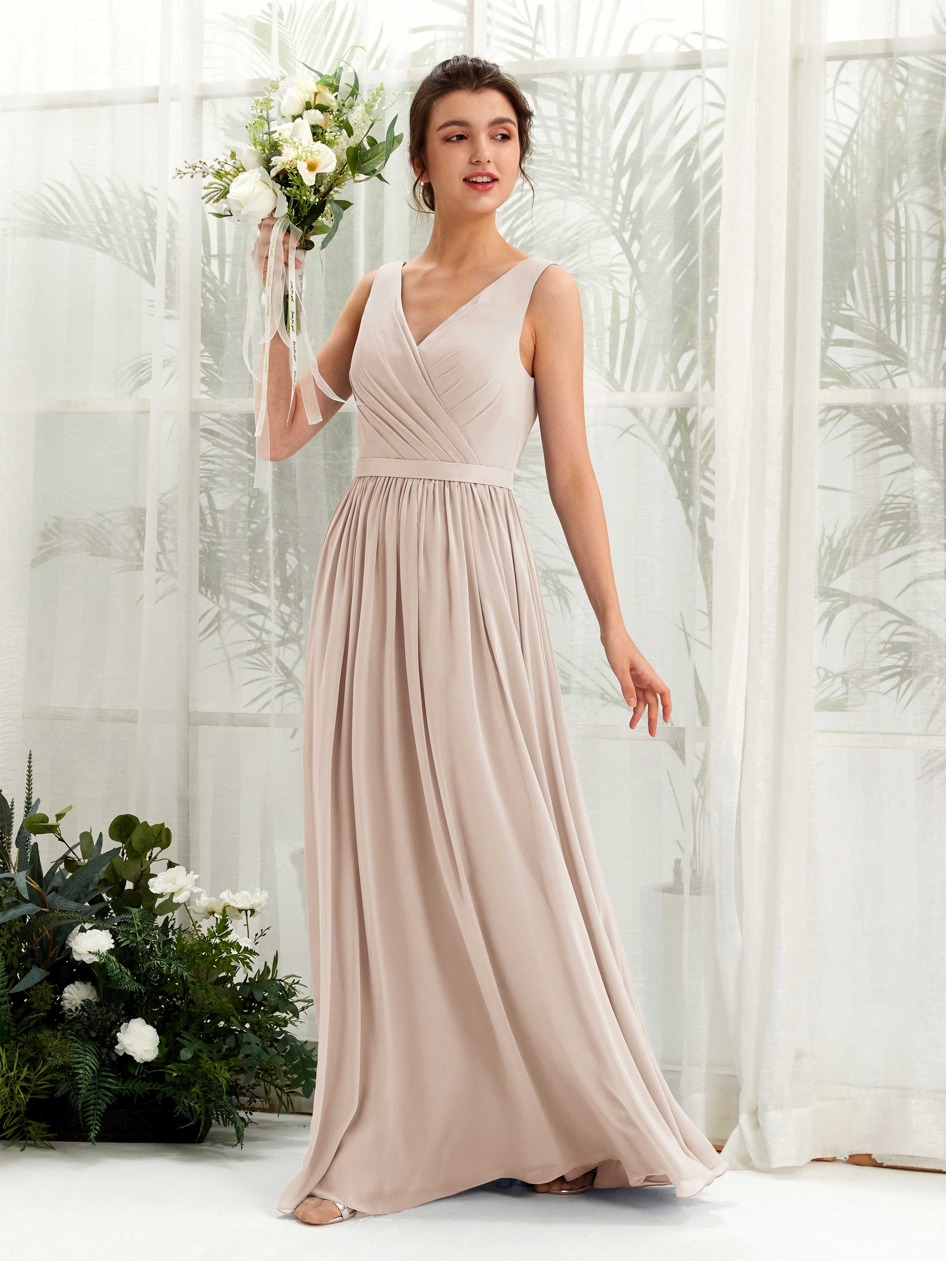 Barbara Champagne Sleeveless Maxi Dress