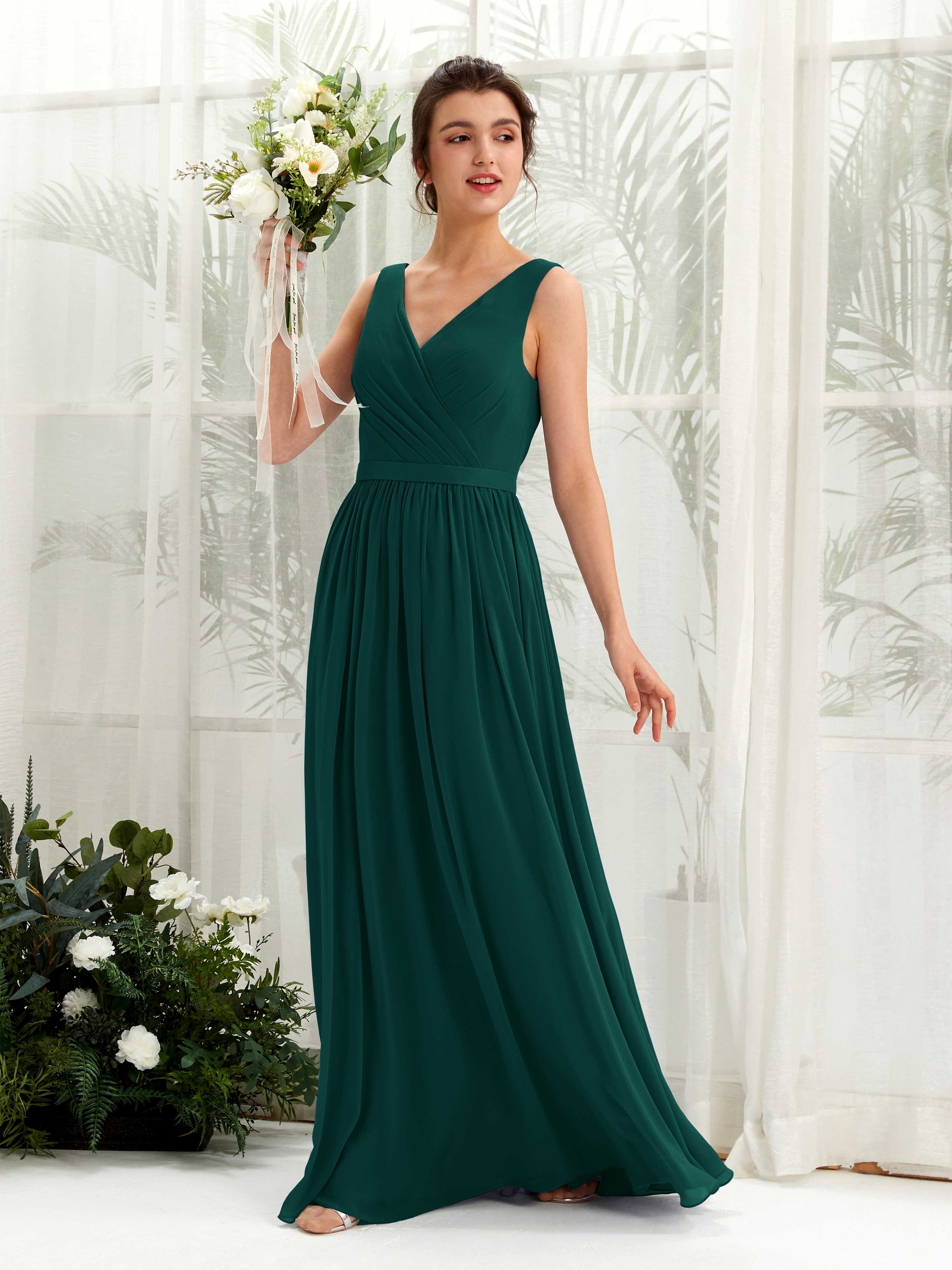 Barbara Dark Emerald Sleeveless Maxi Dress