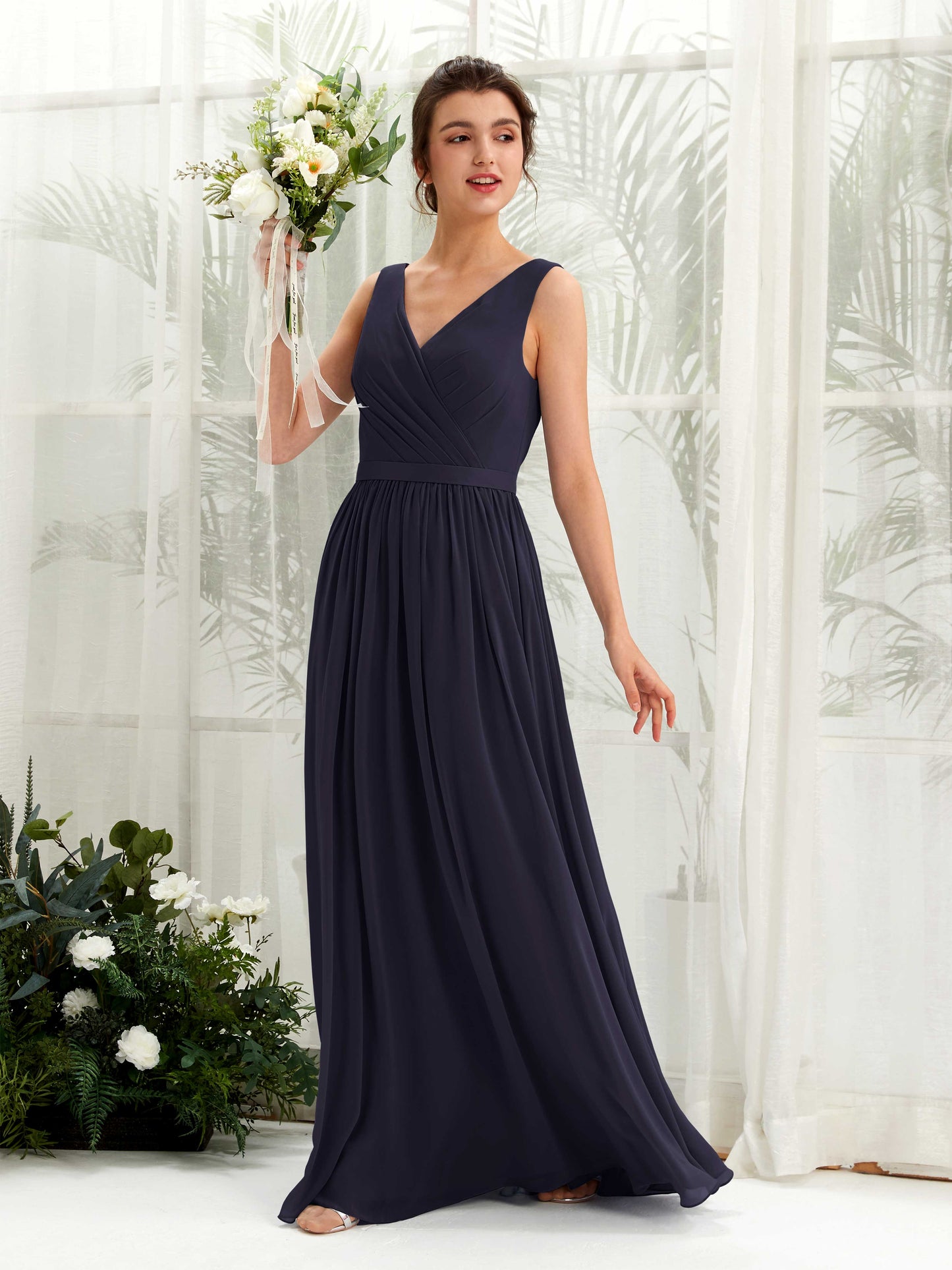 Barbara Dark Navy Sleeveless Maxi Dress