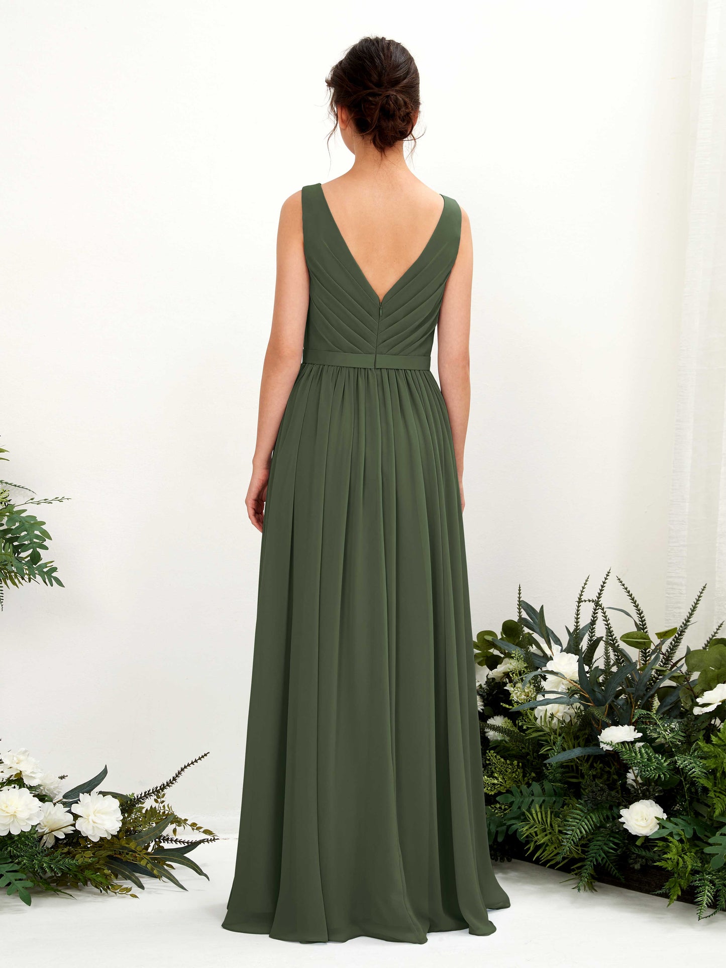 Barbara Martini Olive Sleeveless Maxi Dress