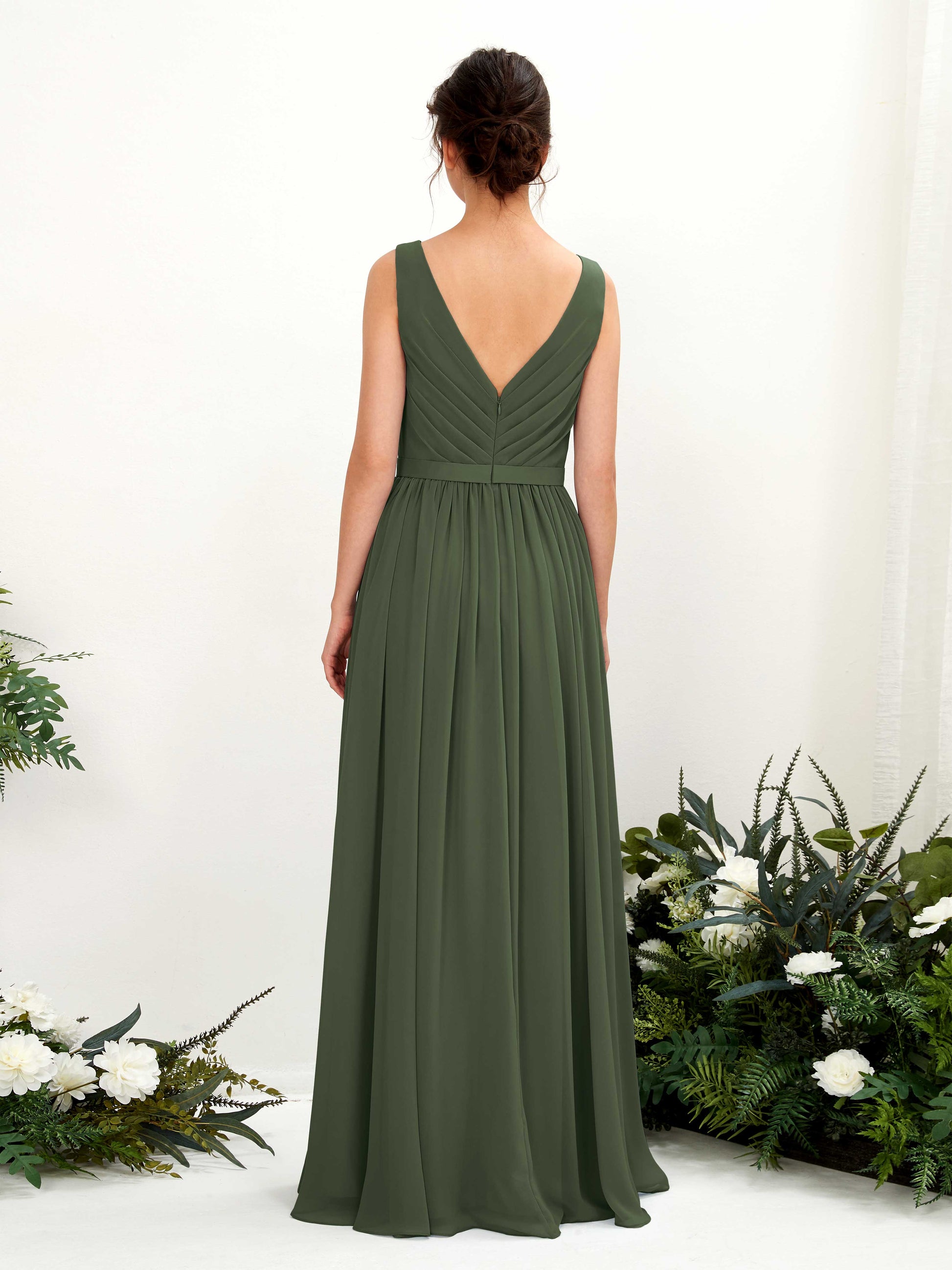 Barbara Martini Olive Sleeveless Maxi Dress