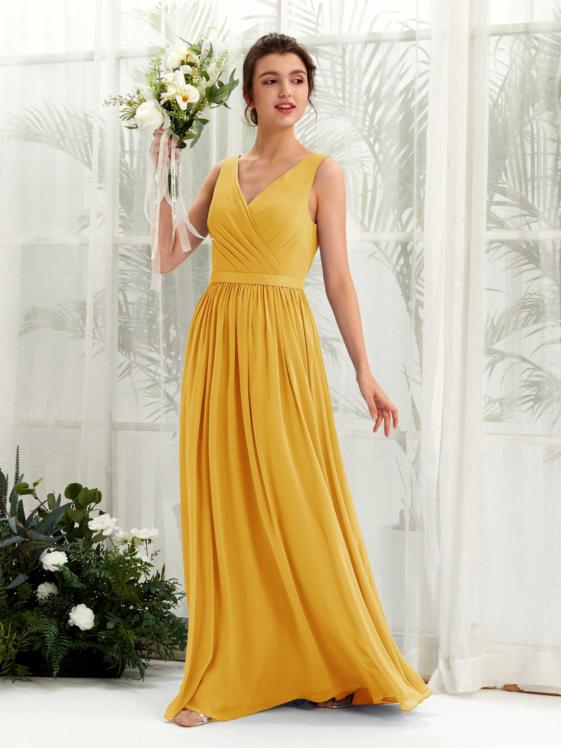 Barbara Mustard Yellow Sleeveless Maxi Dress