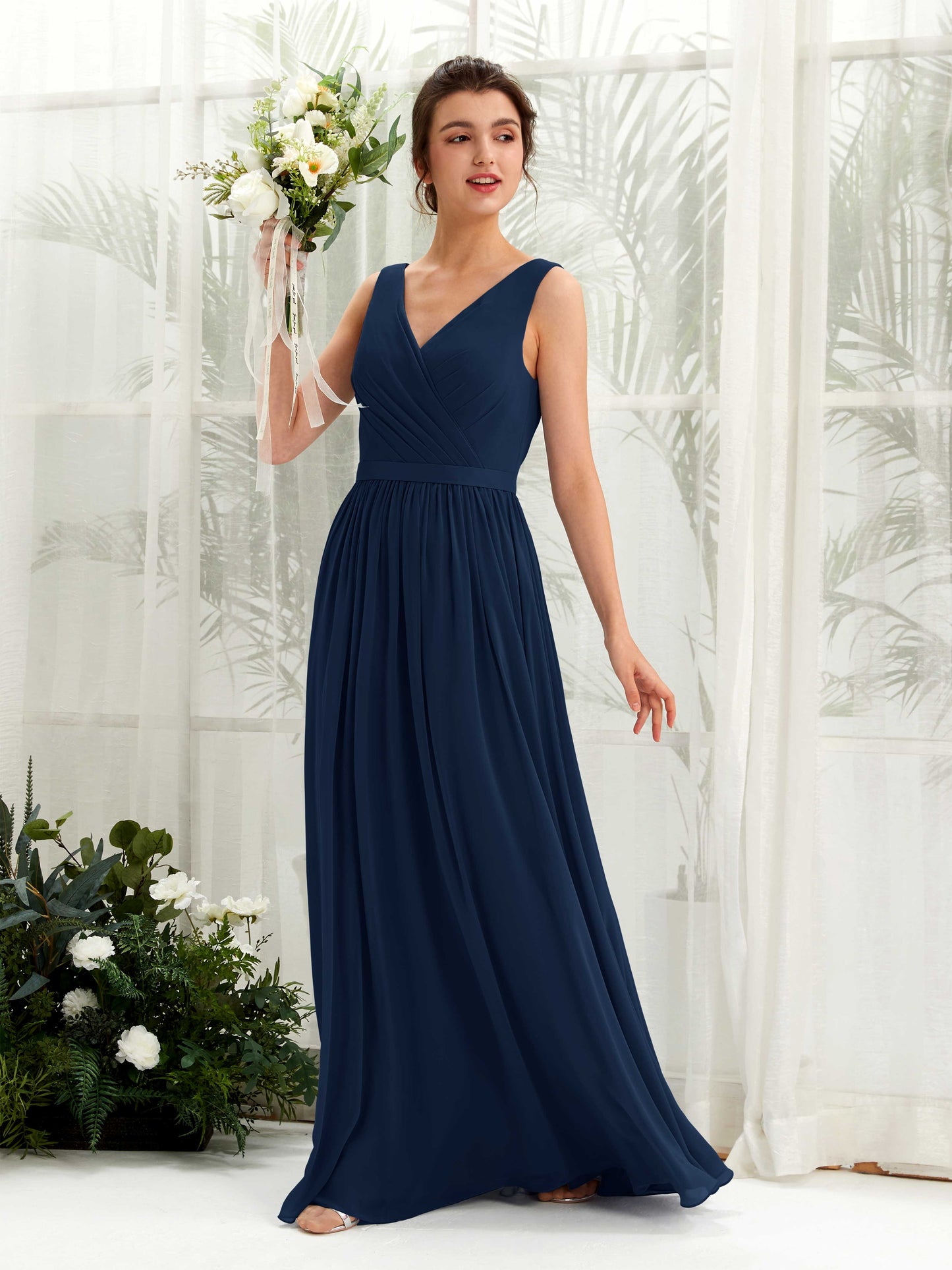 Barbara Navy Sleeveless Maxi Dress