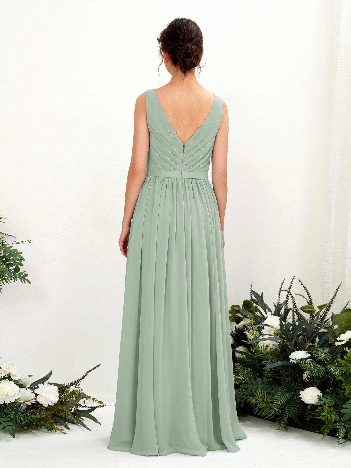 Barbara Sage Green Sleeveless Maxi Dress