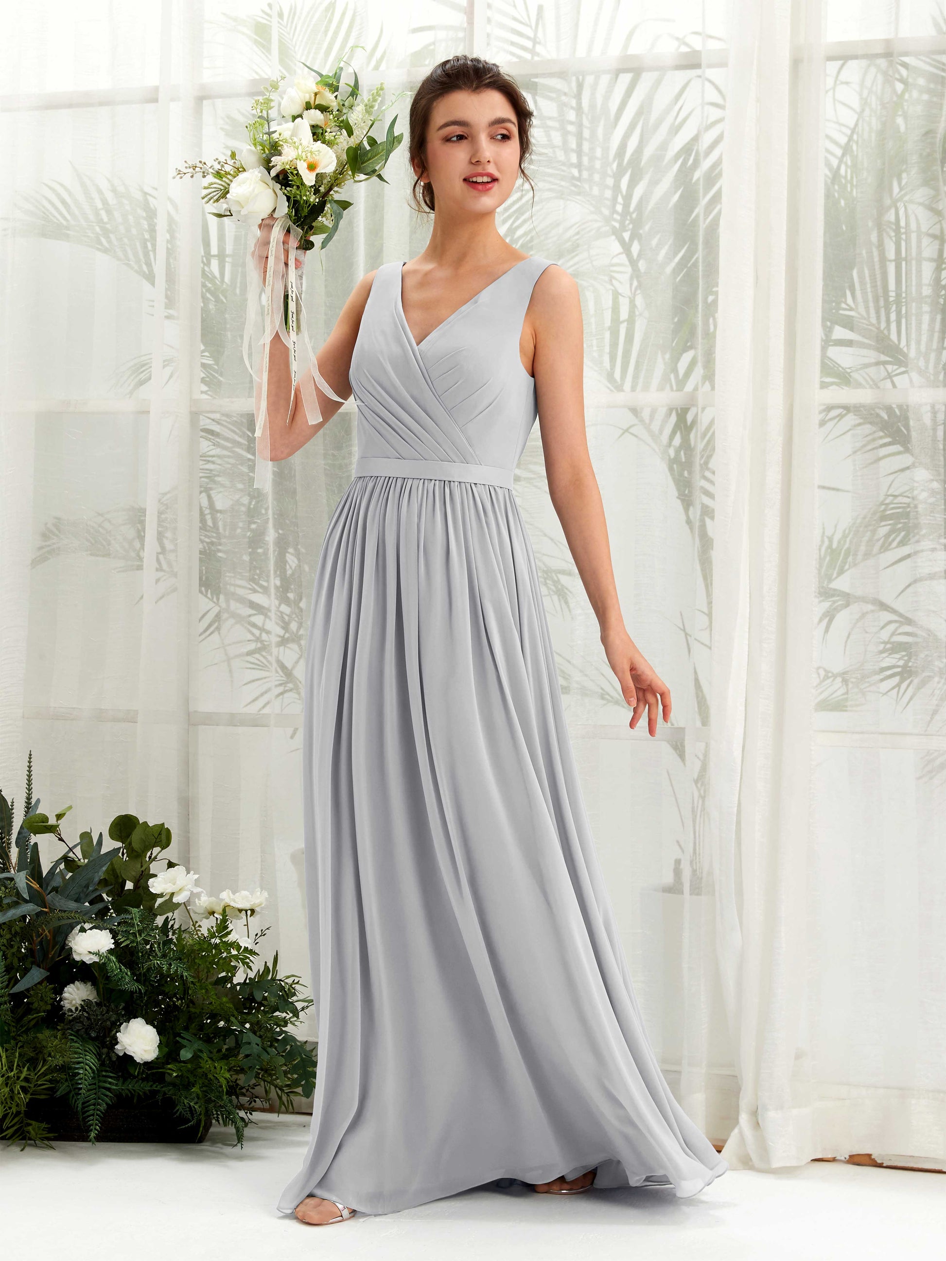 Barbara Silver Sleeveless Maxi Dress