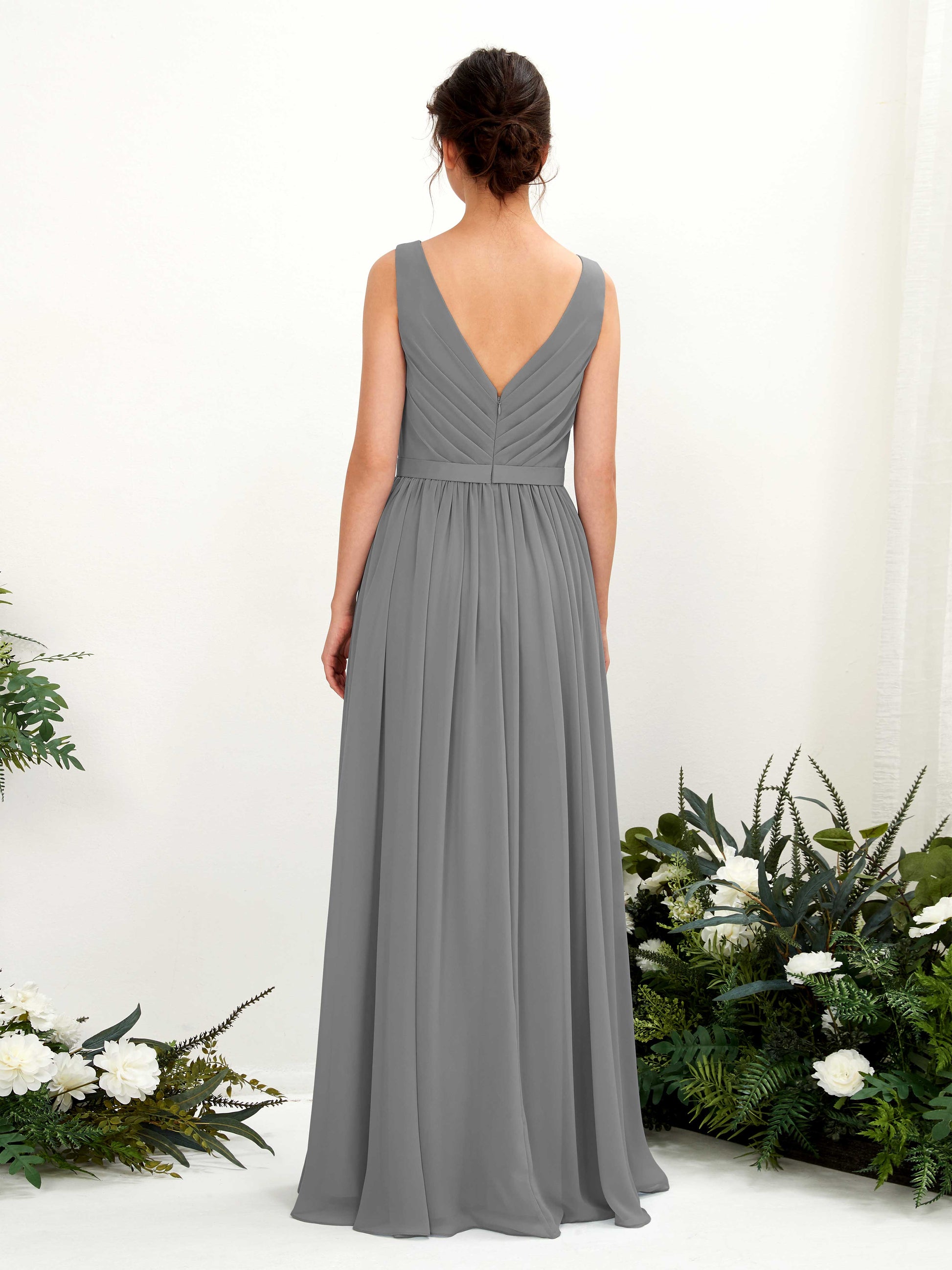 Barbara Steel Gray Sleeveless Maxi Dress